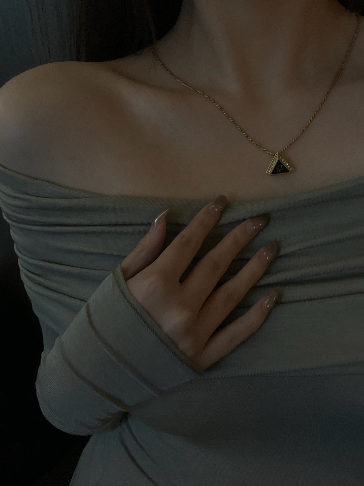 Vintage Dior “Luminous Triangle” Pendant Necklace