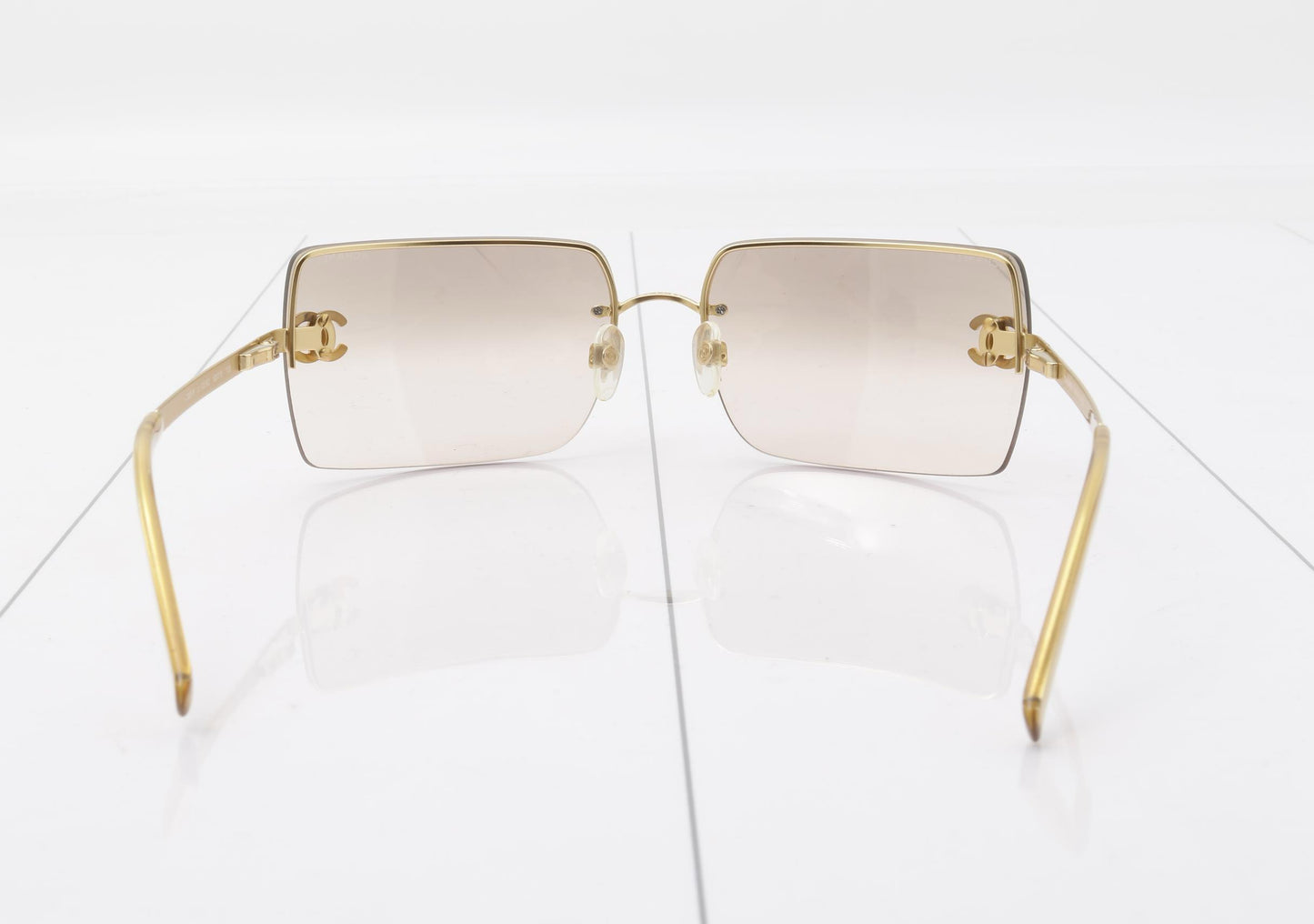 Chanel Y2K Vintage Gold-Tone CC Rimless Sunglasses
