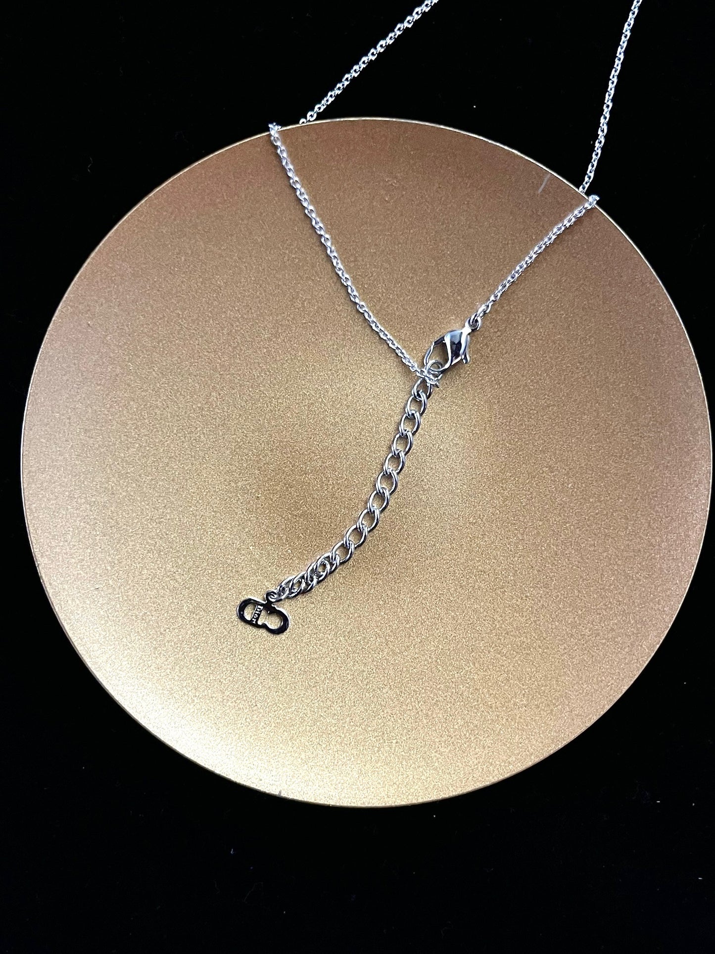 Dior Vintage Silver-Tone Geometric Crystal Tassel Necklace