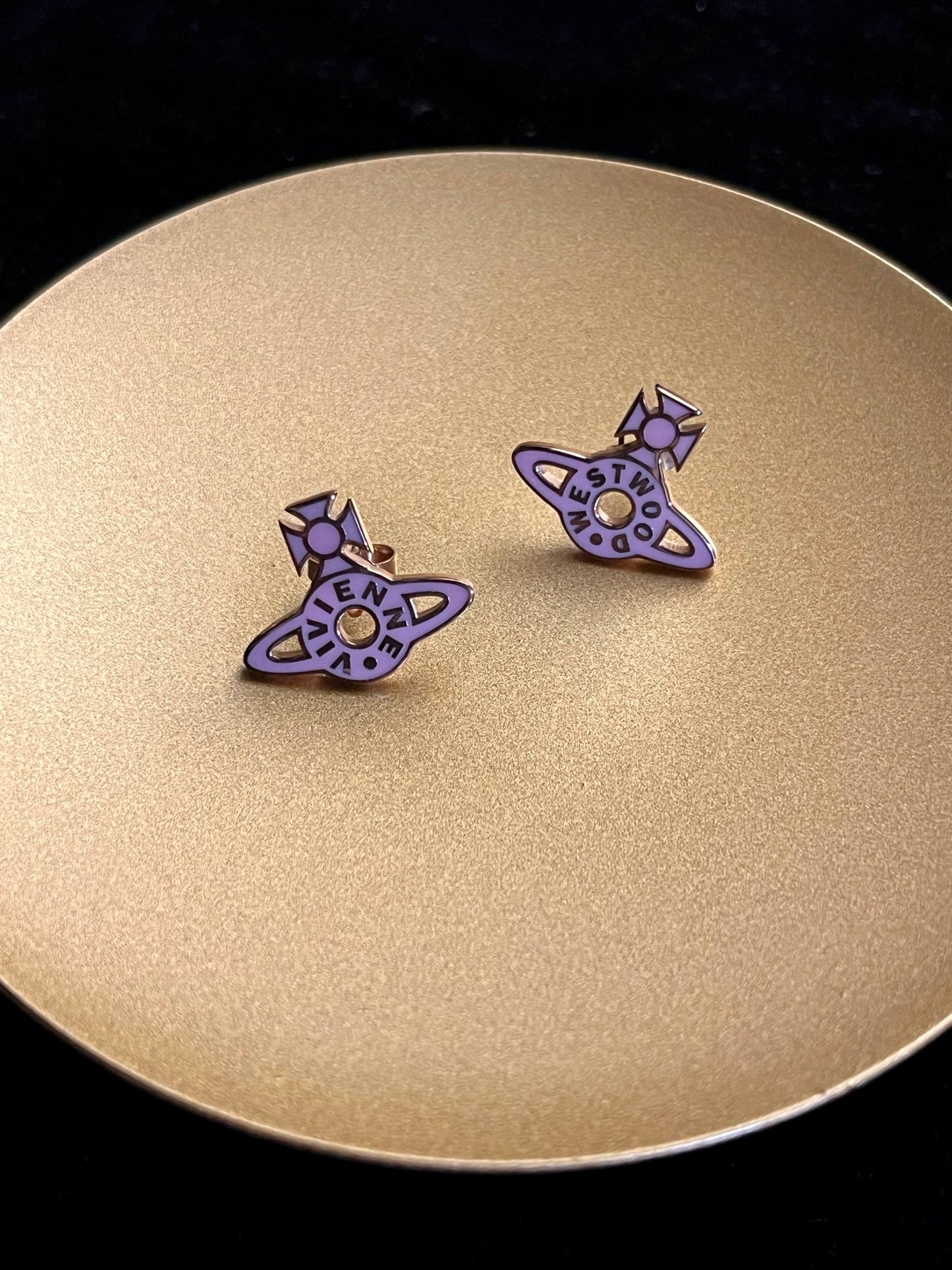 Vintage Vivienne Westwood Pink Enamel Orb Stud Earrings