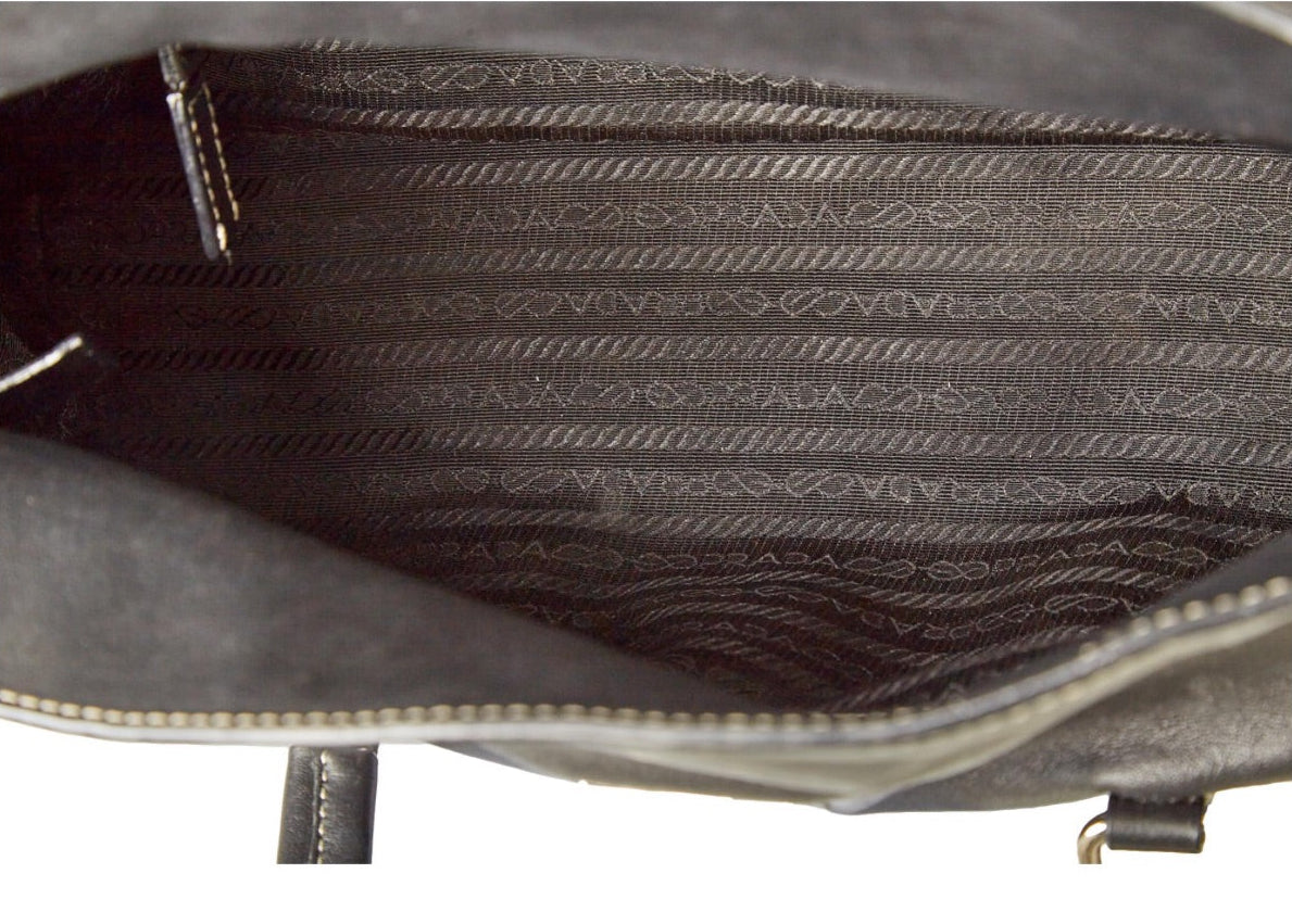 Prada Vintage Black Leather Shoulder Bag