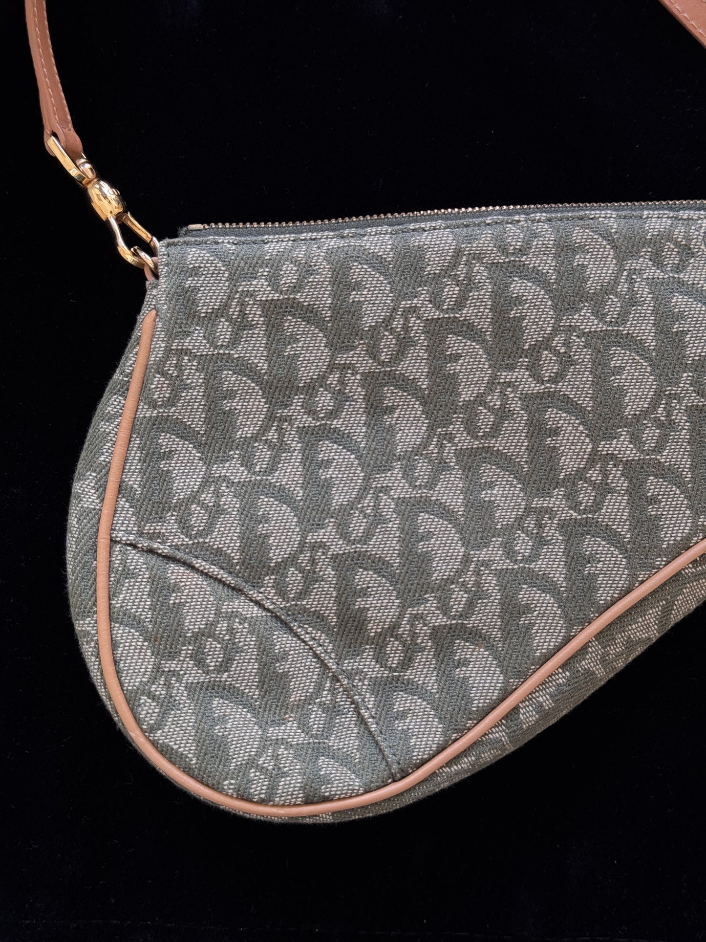 Dior Vintage Oblique Mini Canvas Saddle Shoulder Bag