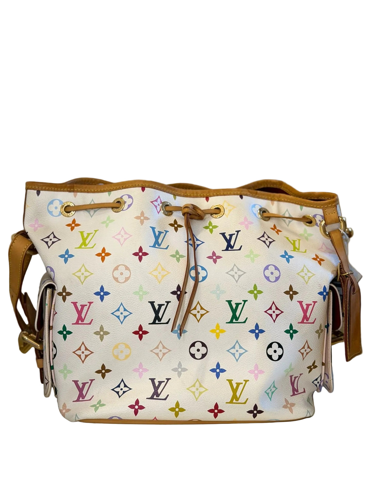 Louis Vuitton Monogram White Petit Noé Bucket Shoulder Bag