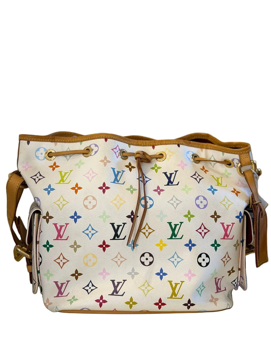 Takashi Murakami X Louis Vuitton White Monogram Petit Noé Bucket Shoulder Bag