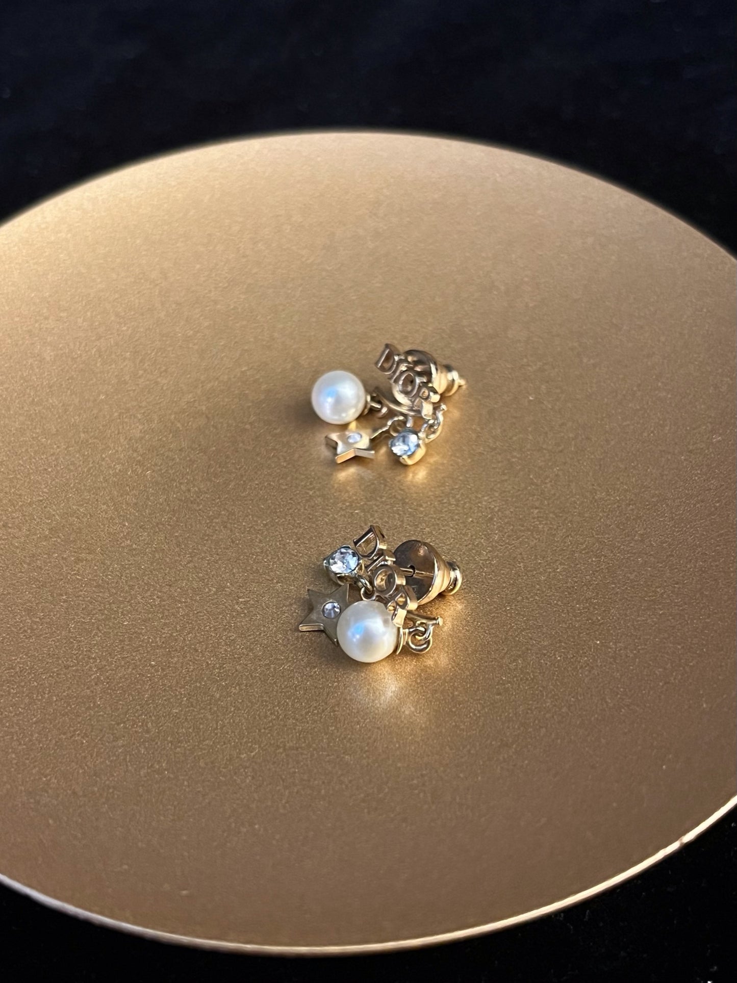 Vintage Dior “Revolution” Double Pearl Star Charm Earrings
