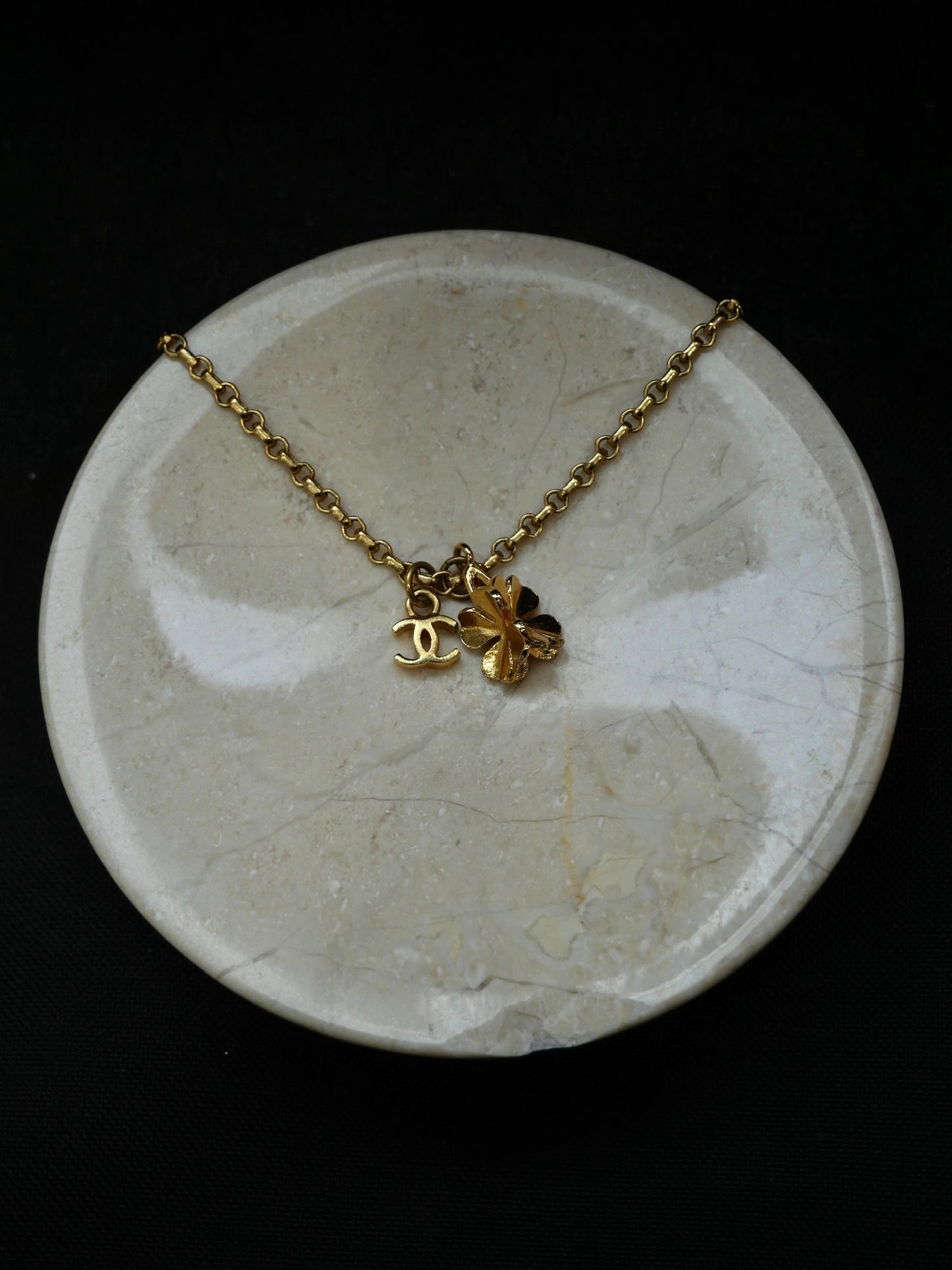 Chanel 2001 Mini Clover 24K Gold-Plated Necklace