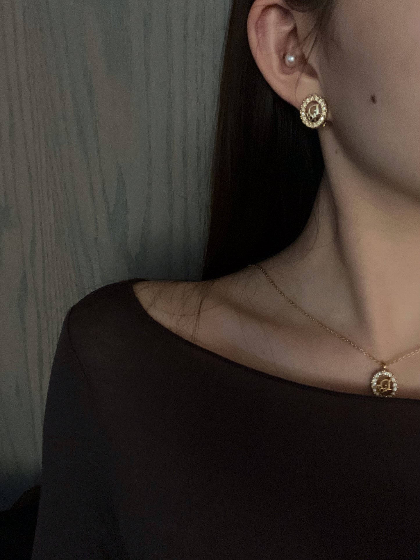Vintage Dior Gold Pavé CD Logo Ear Clips