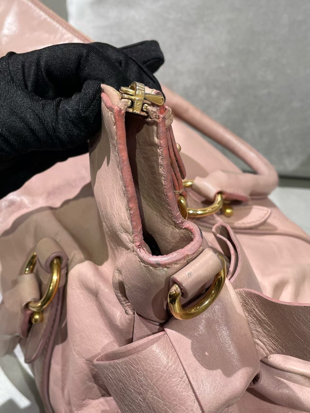 Miu Miu Vitello Lux Bow Satchel – Pink