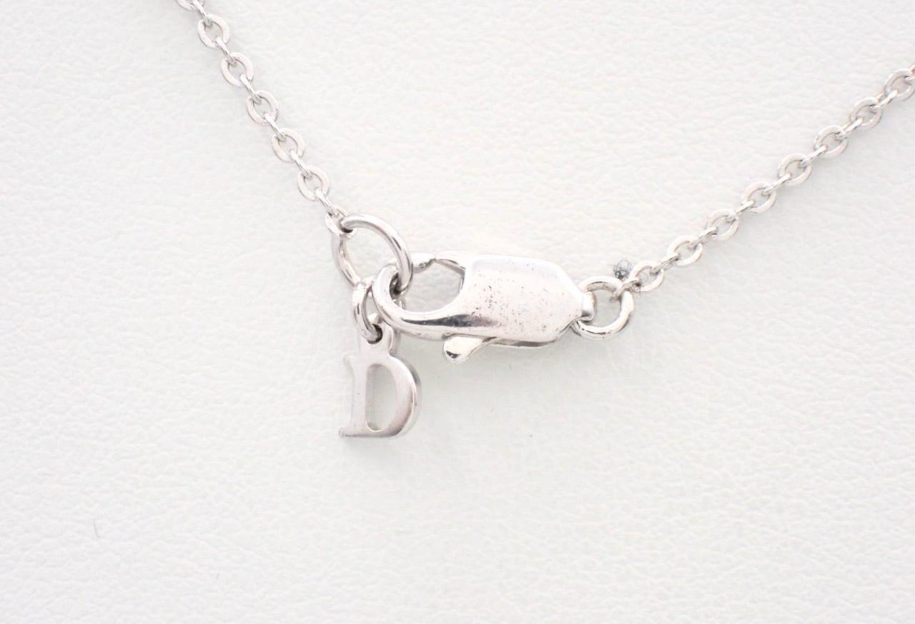 Dior Silver-Tone Rhinestone Logo Necklace