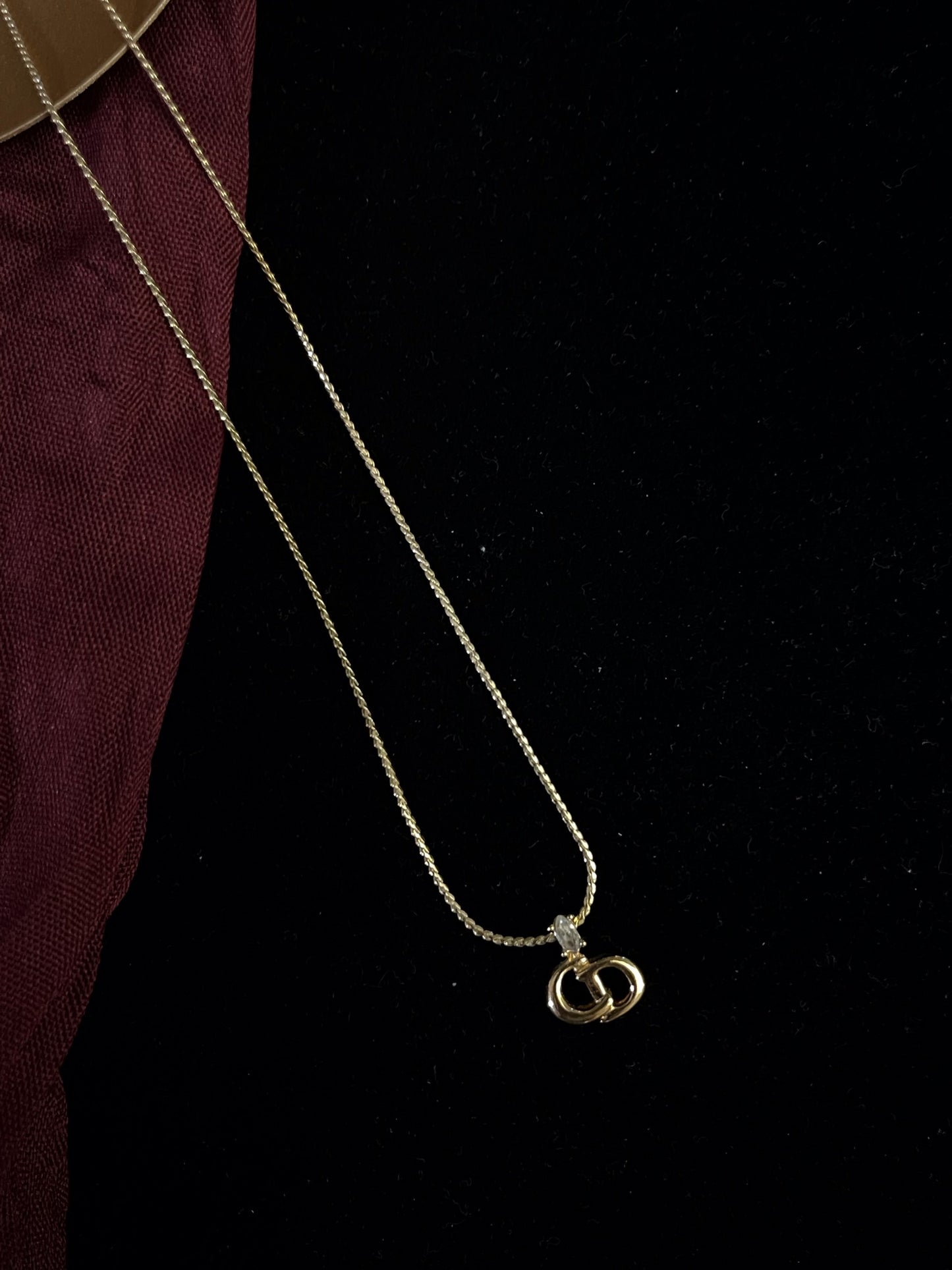 Vintage Dior Gold-Tone CD Logo Pendant Necklace