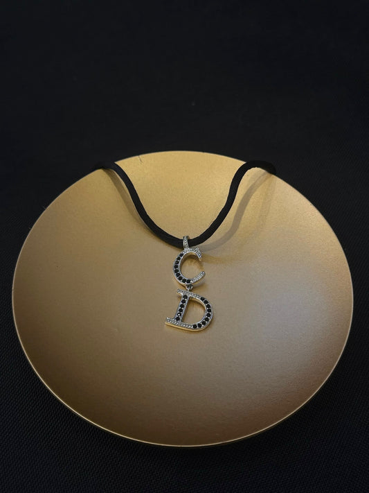 Vintage Dior Black Crystal CD Choker Necklace