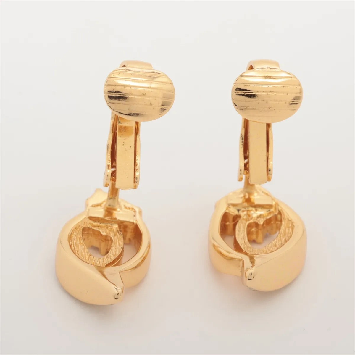 Vintage Dior Gold Leaf Crystal Double Hoop Ear Clips