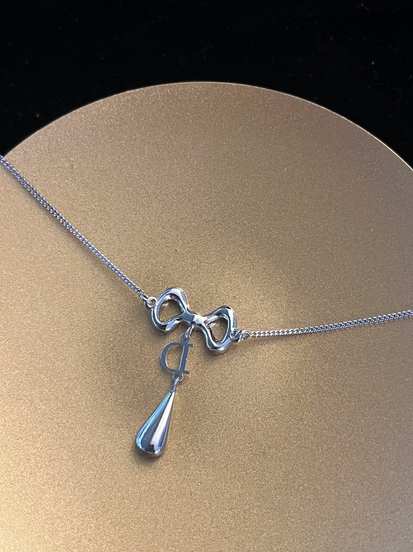 Vintage Dior Crystal Bow Drop Bracelet – Silver Tone