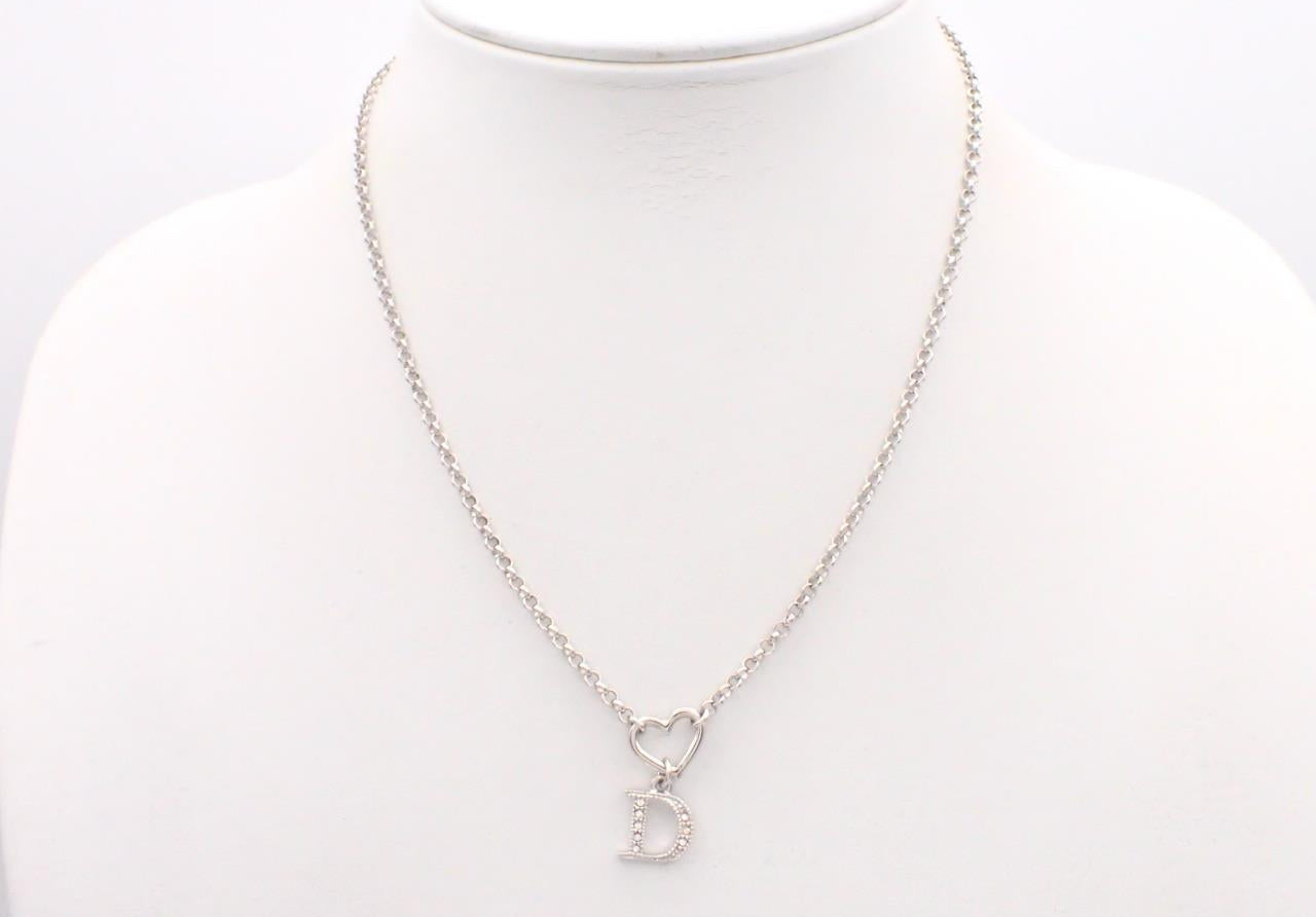 Dior Crystal D Heart Pendant Necklace