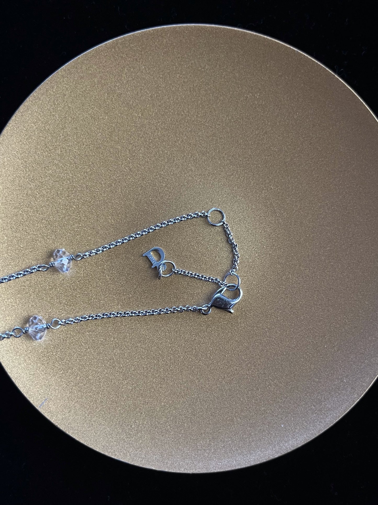 Vintage Dior Pink Chalcedony Crystal Logo Bracelet
