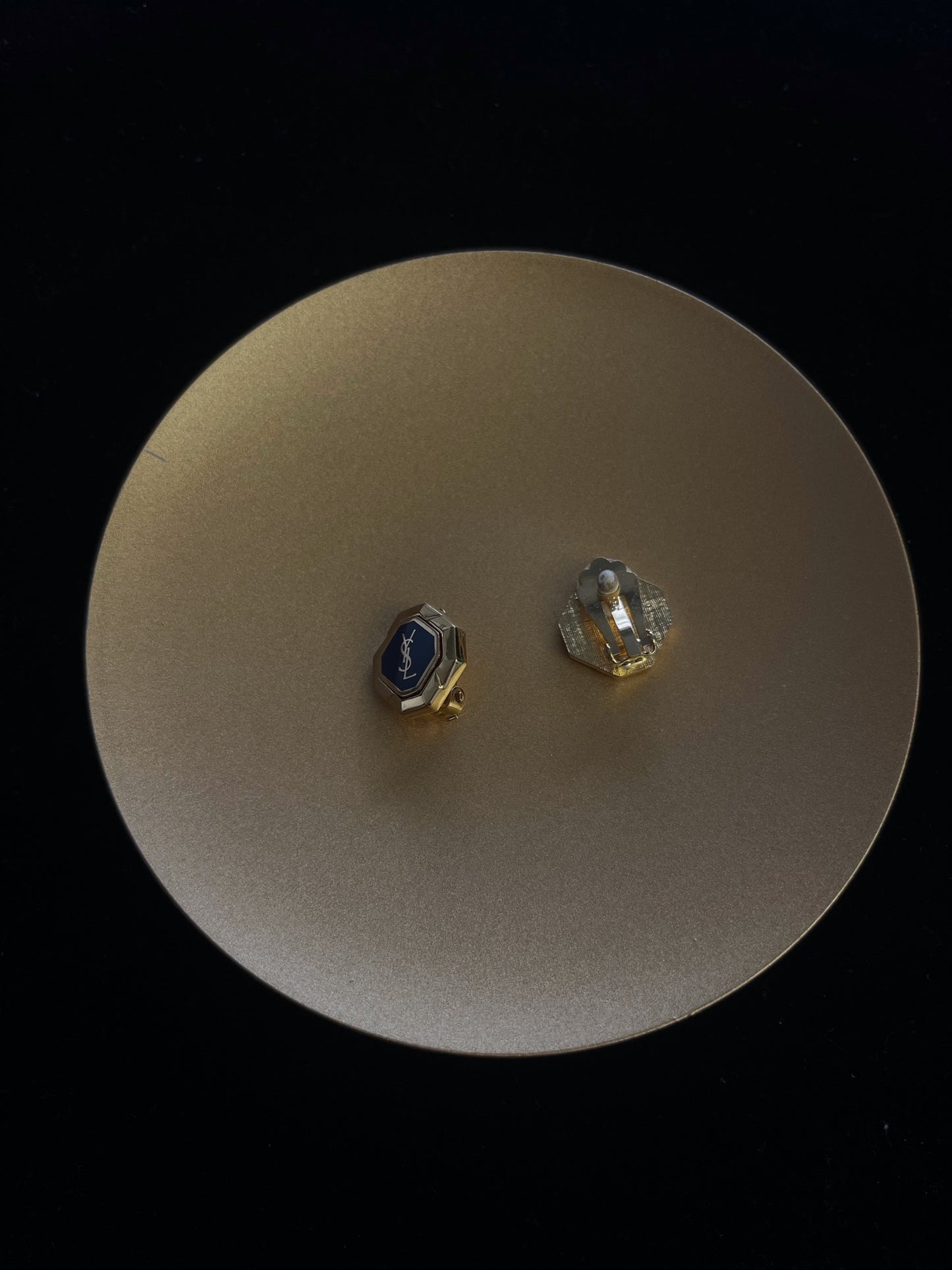 YSL Black & Gold Classic Logo Ear Clips