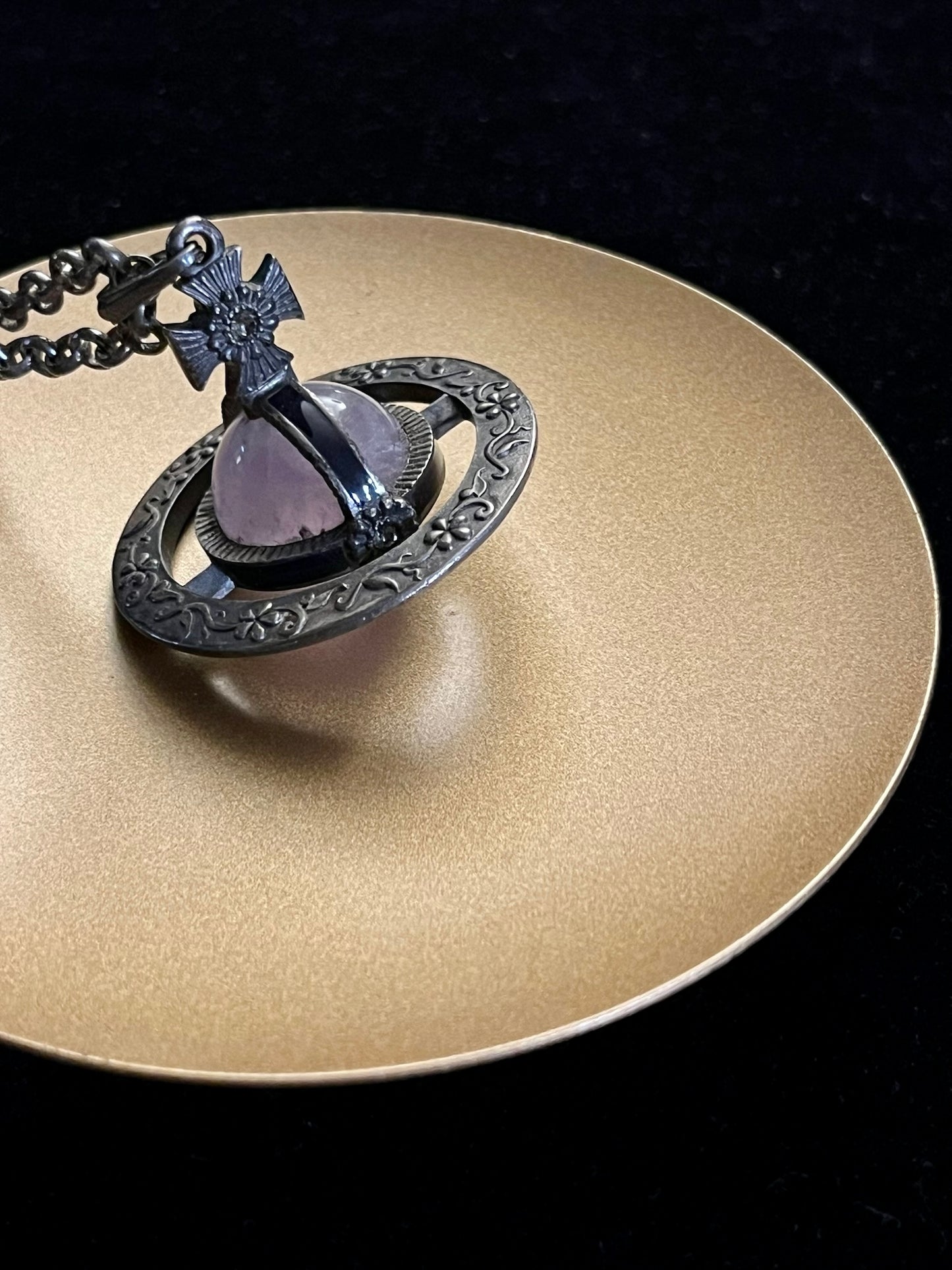 Vintage Vivienne Westwood Amethyst Orb Pendant Necklace – Antique Silver Tone