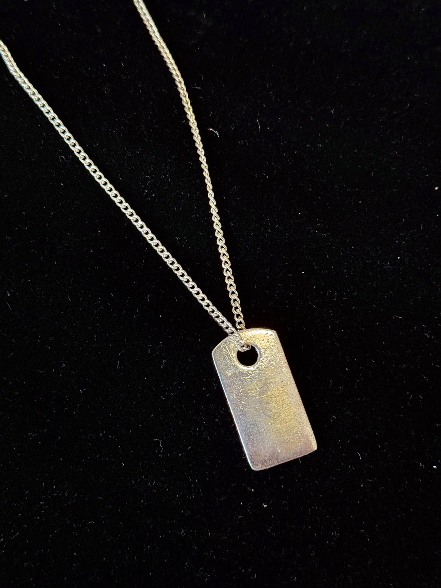 Vintage Dior Crystal Logo Tag Necklace – Silver Tone