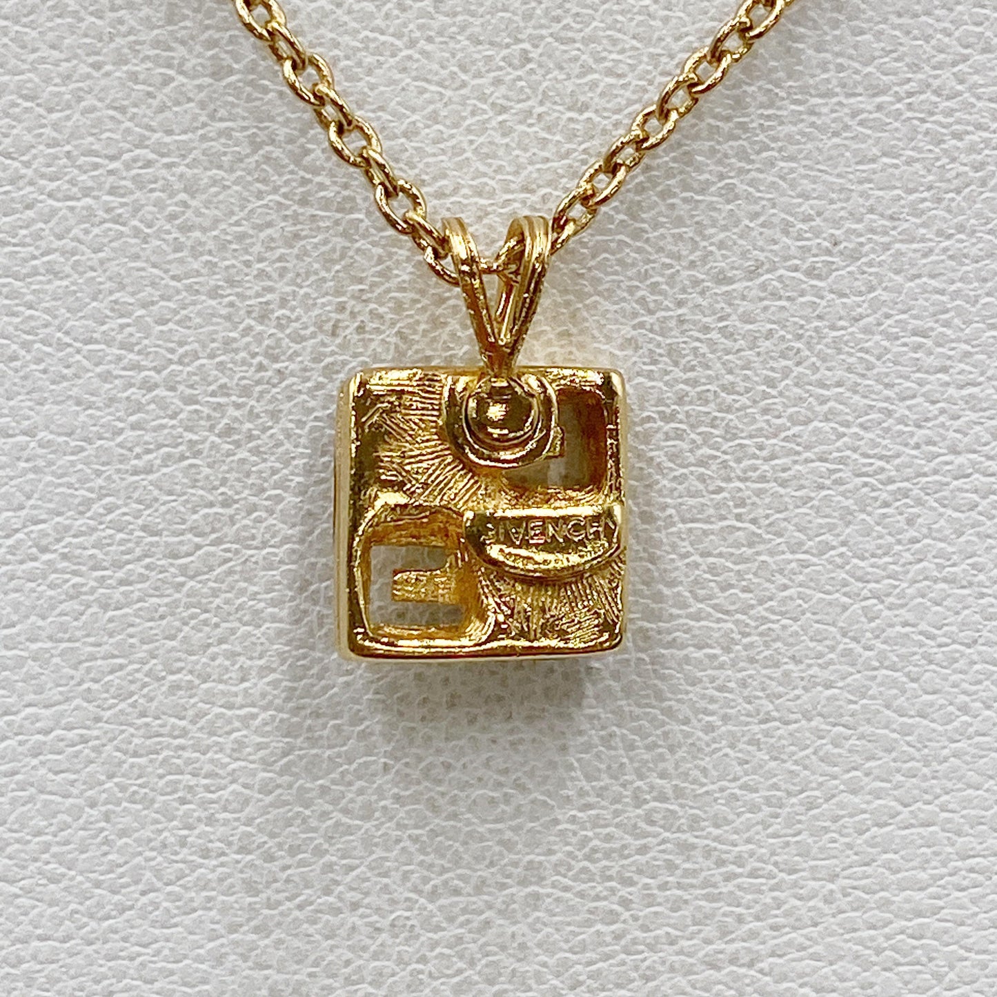 Givenchy Vintage Crystal Cube Pendant Necklace