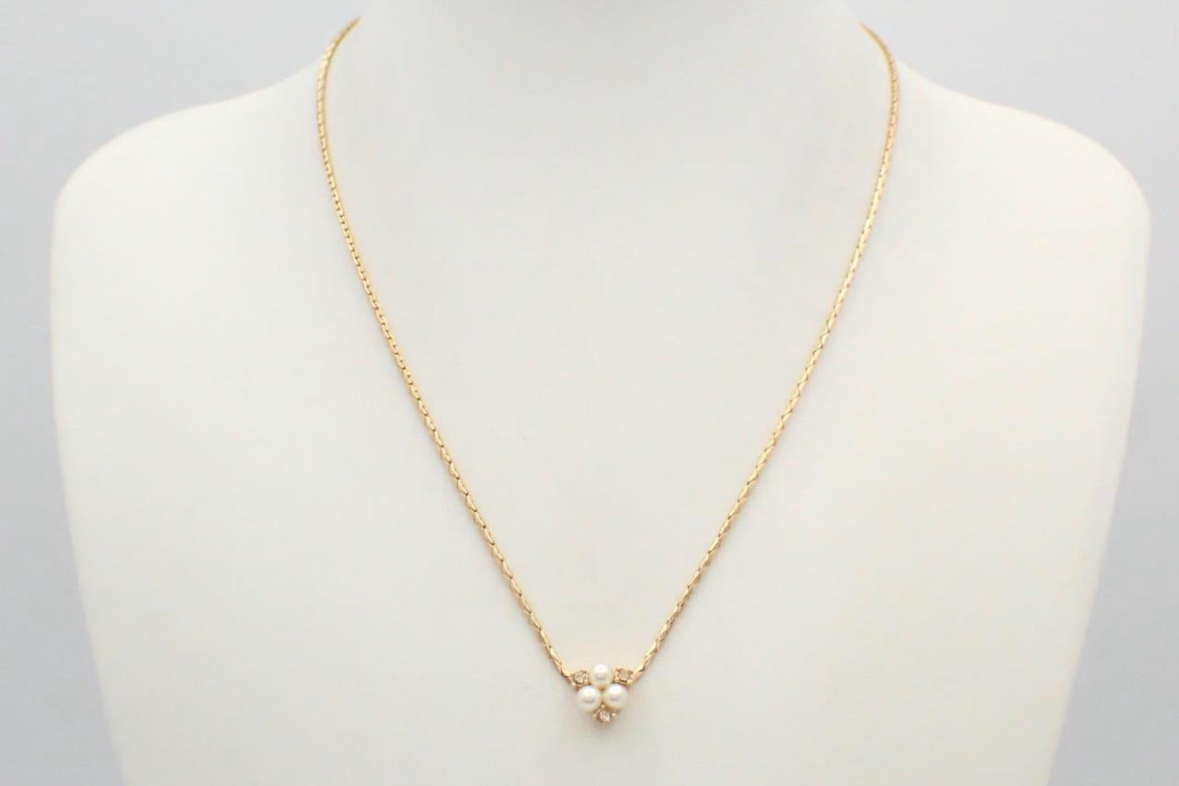 Christian Dior Vintage Faux Pearl Cluster Necklace
