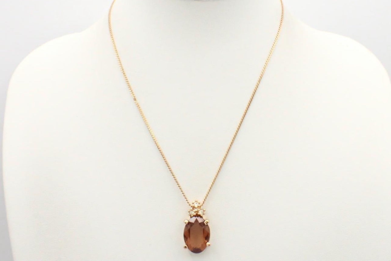 Christian Dior Royal Brown Crystal Pendant Necklace