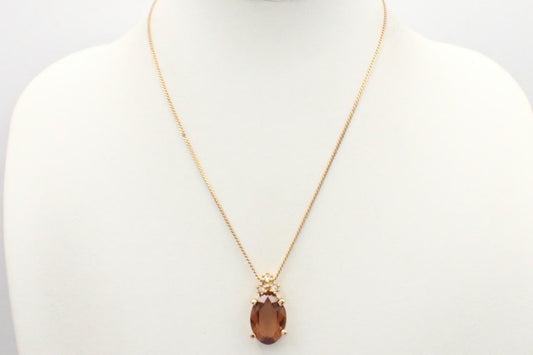 Christian Dior Royal Brown Crystal Pendant Necklace