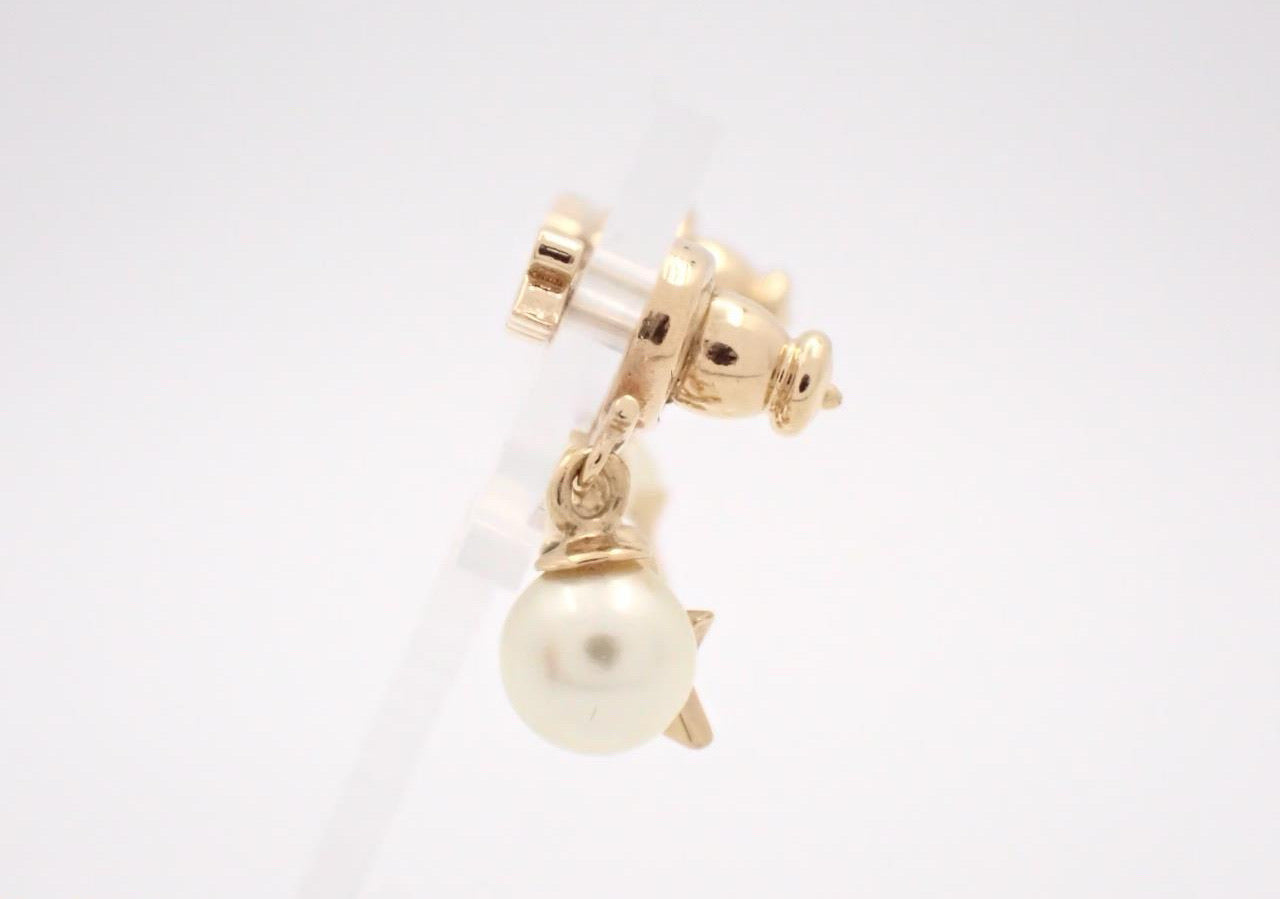 Vintage Dior “Revolution” Double Pearl Star Charm Earrings