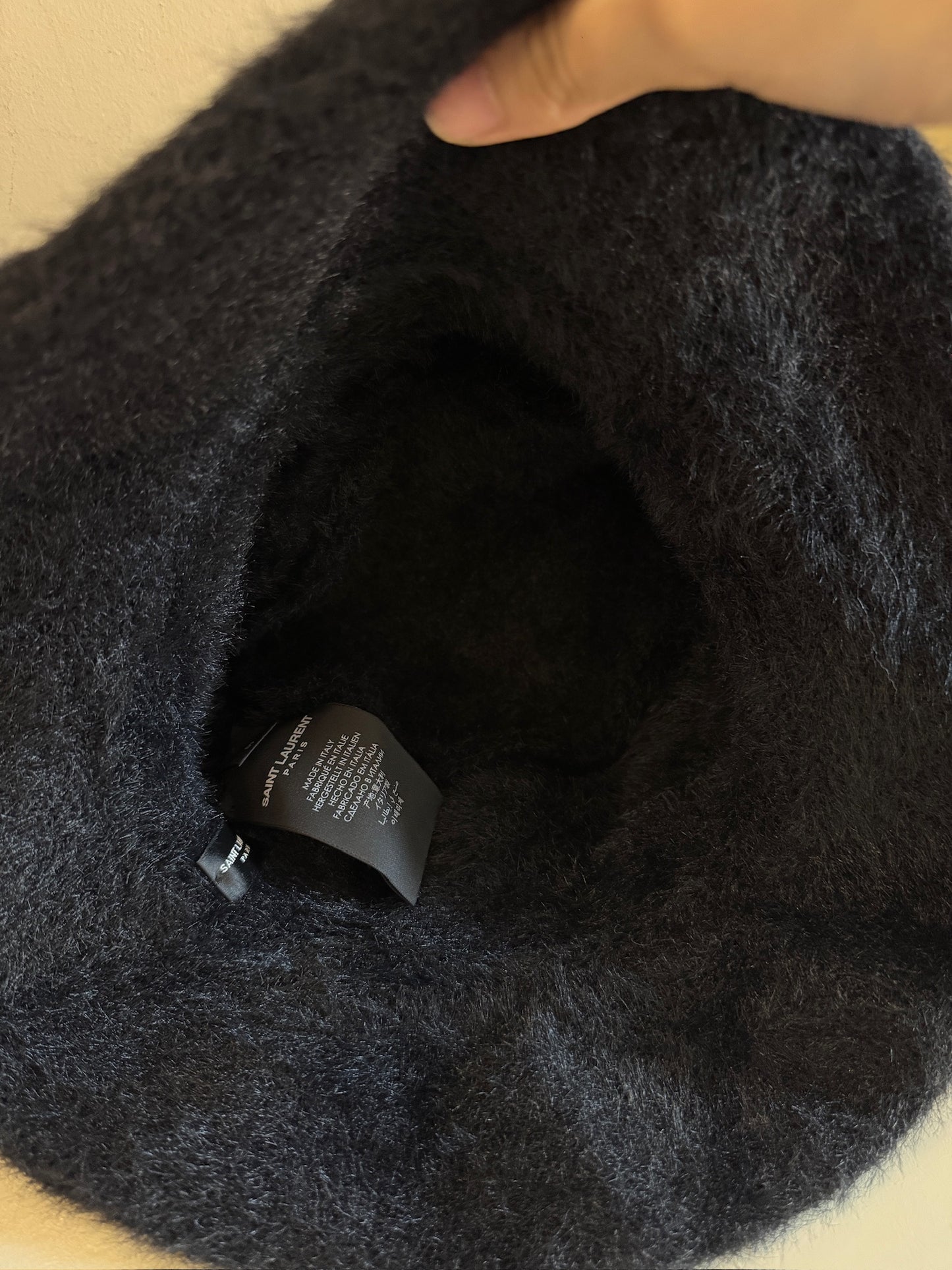 Saint Laurent Black Fuzzy Bucket Hat