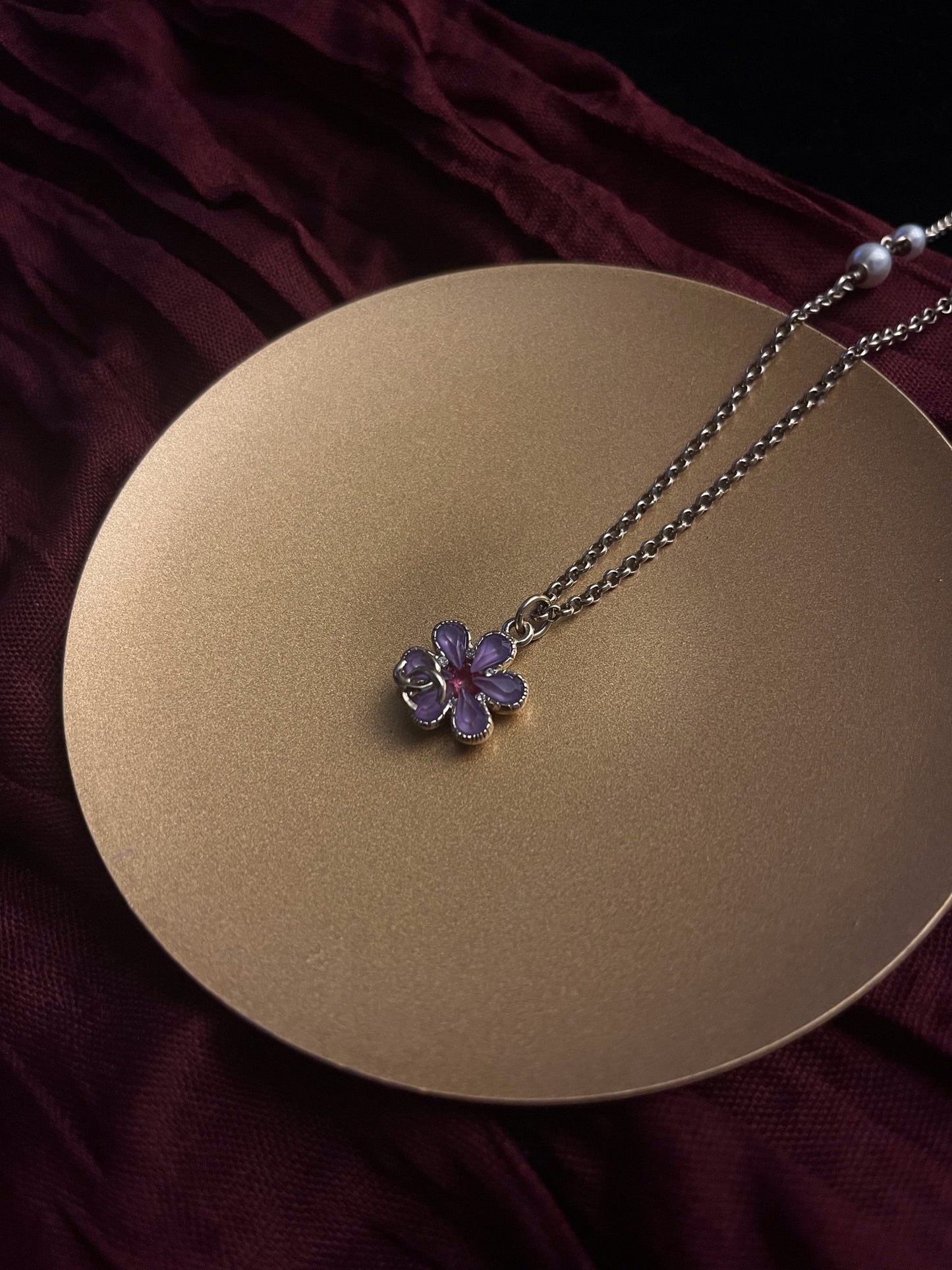 Chanel 2020 Vintage Pearl & Violet Adjustable Sweater Necklace