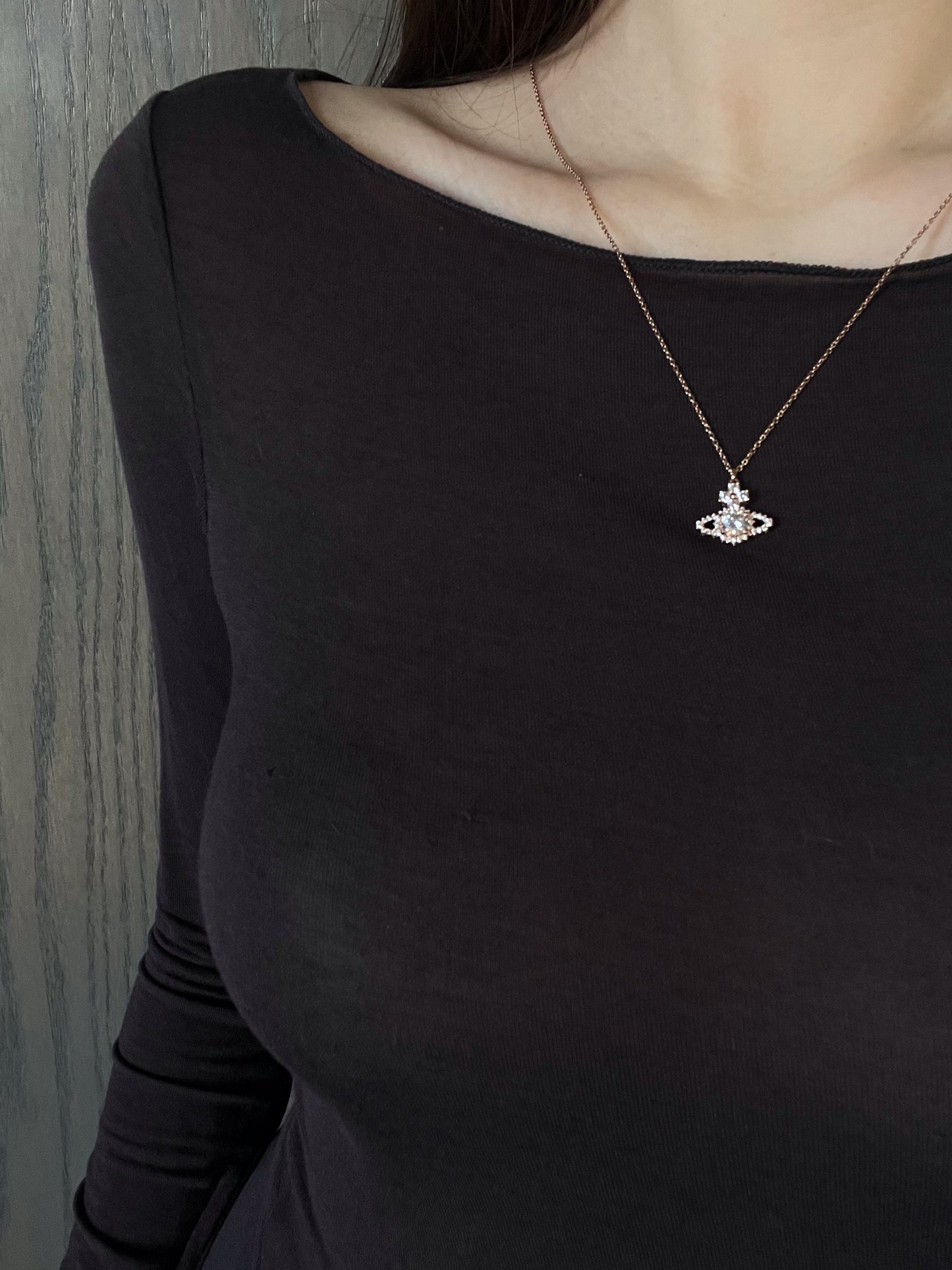 Vintage Vivienne Westwood Rose Gold-Tone Pavé Orb Necklace