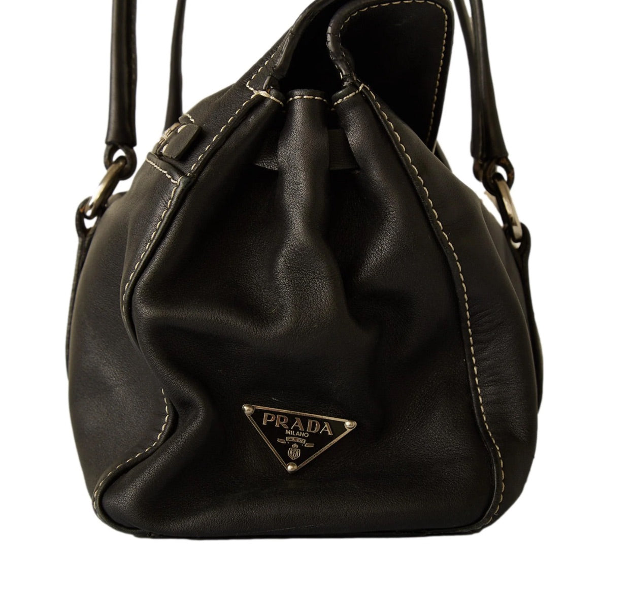 Prada Vintage Black Leather Shoulder Bag