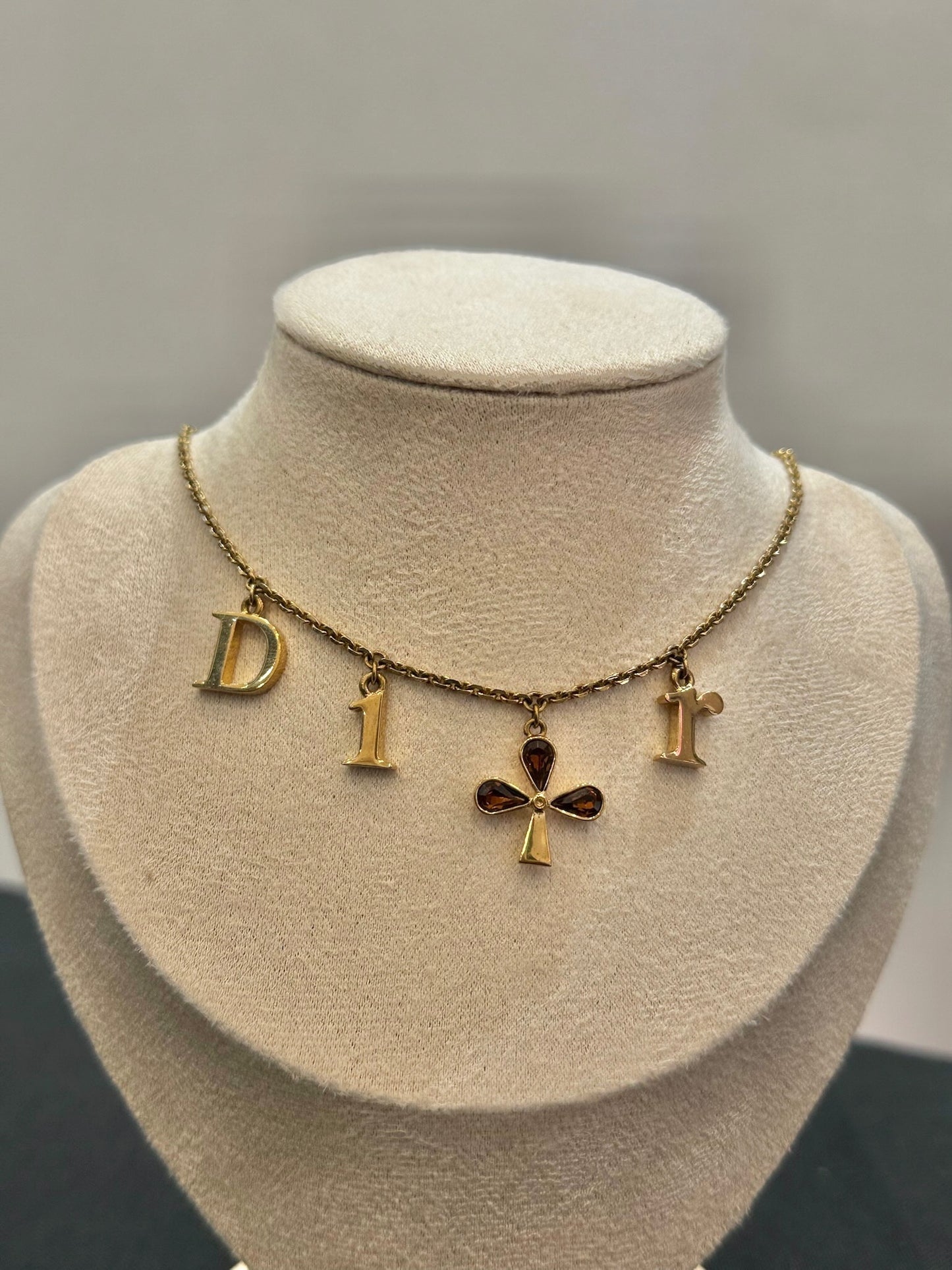 Vintage Dior Amber Logo Necklace