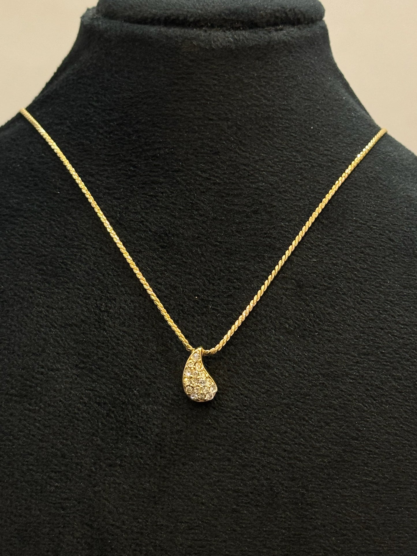 Vintage Dior Crystal Teardrop Gold-Tone Necklace