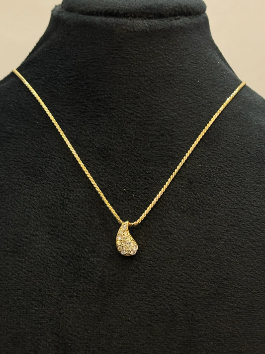 Vintage Dior Crystal Teardrop Gold-Tone Necklace