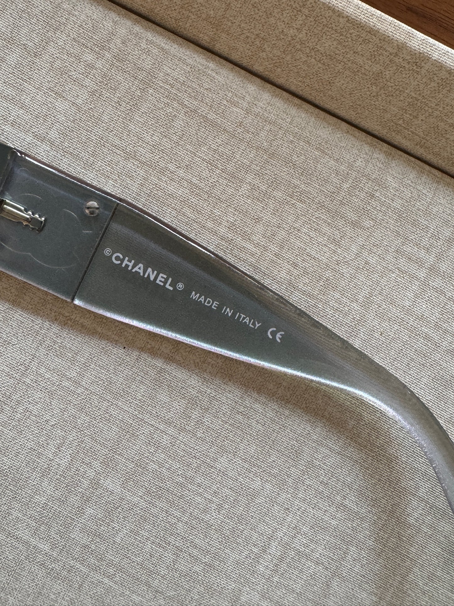 Chanel Crystal CC Silver Shield Sunglasses