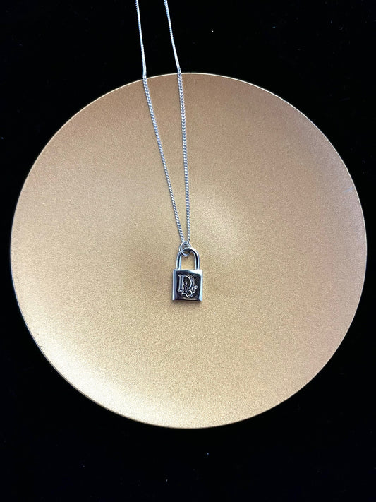 Dior Vintage Silver-Tone Adjustable Lock Necklace
