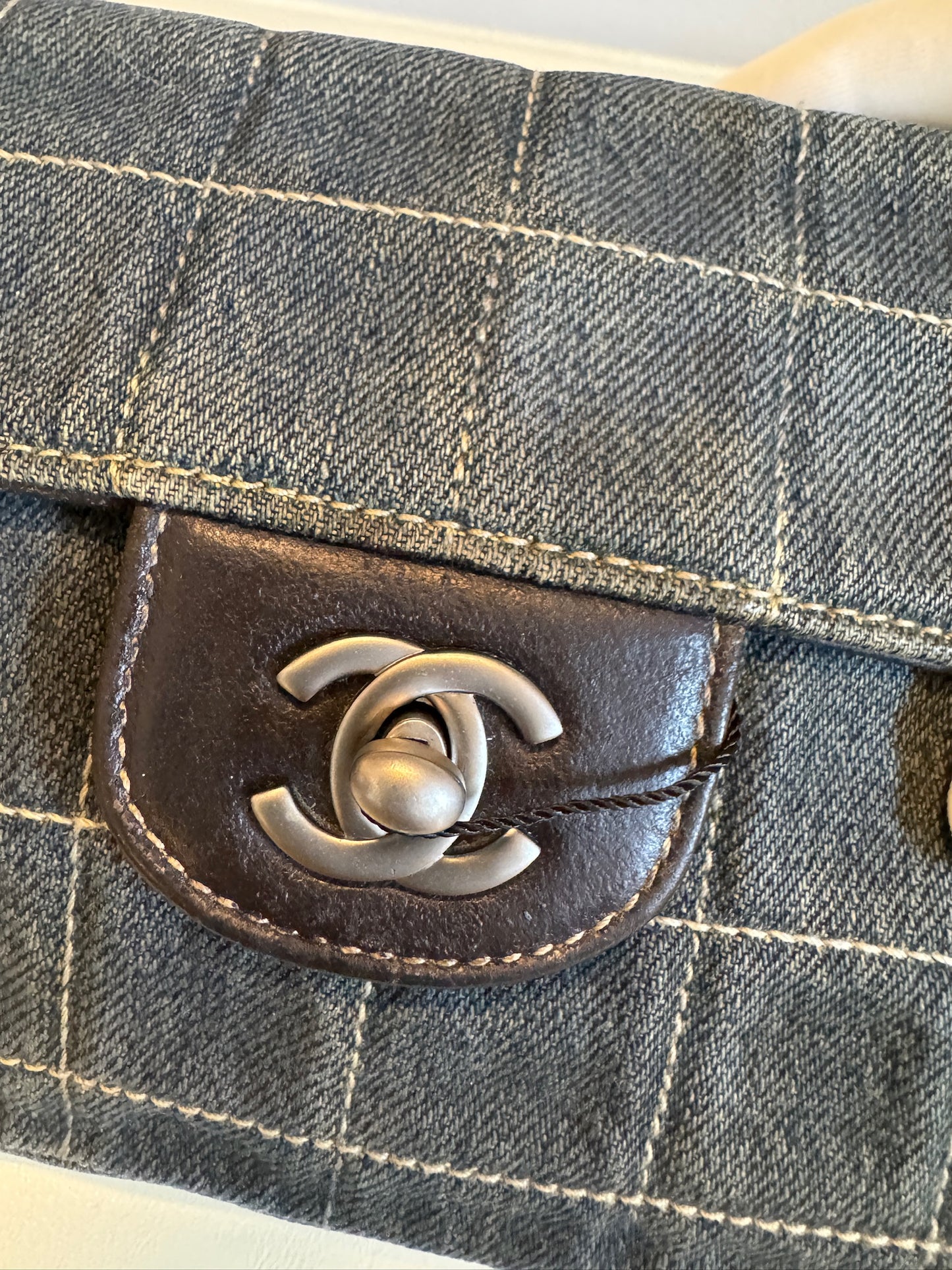 Chanel Dark Blue Denim Chain Flap Shoulder Bag