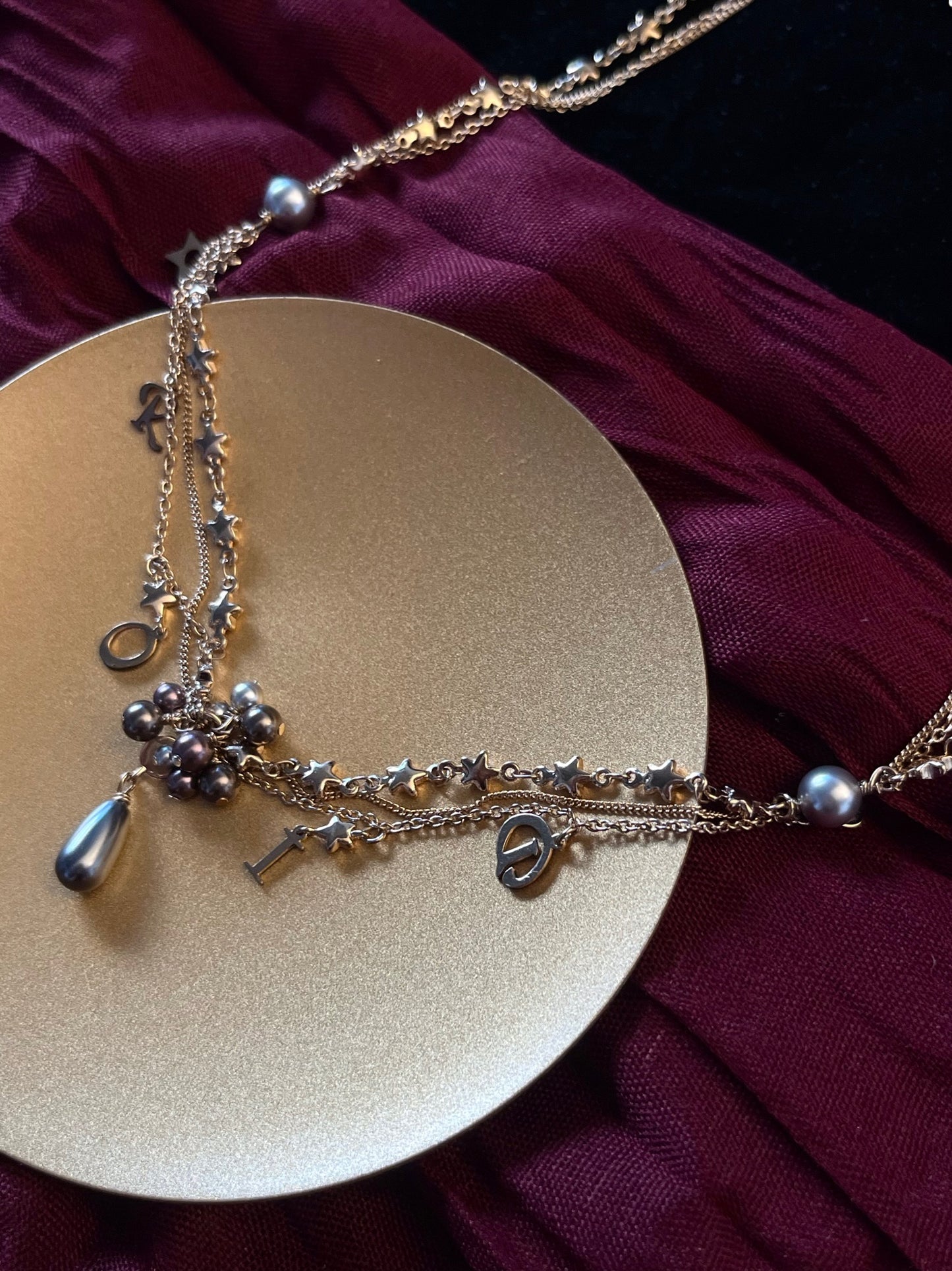 Vintage Dior Purple Pearl Starfall Double-Layer Necklace