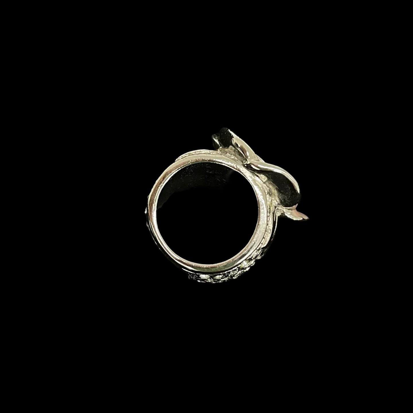 Chanel 2004 “Dark Rider” Crystal-Pavé Black Enamel Horse Statement Ring