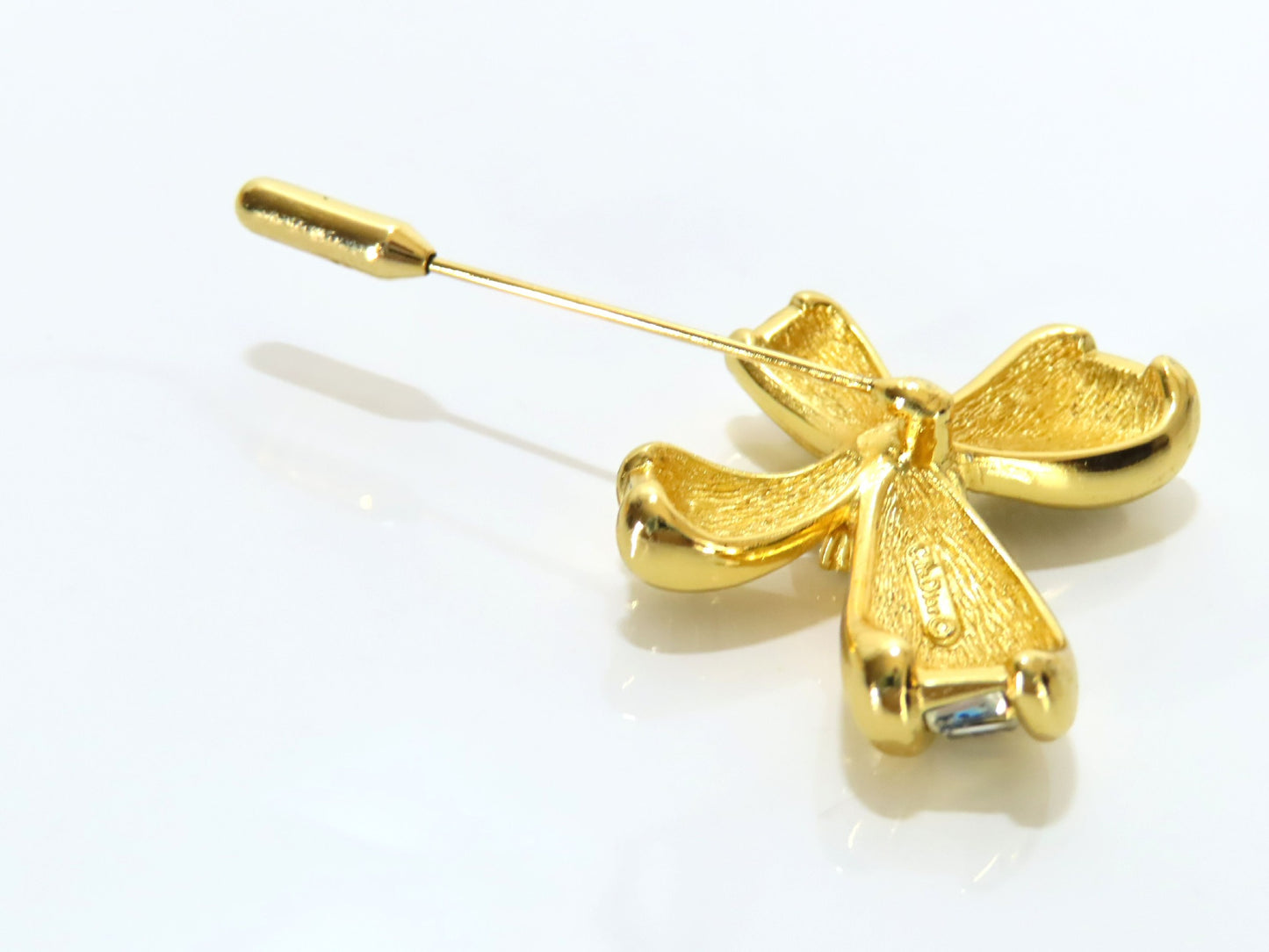 Vintage Dior Gold Crystal Bow Brooch