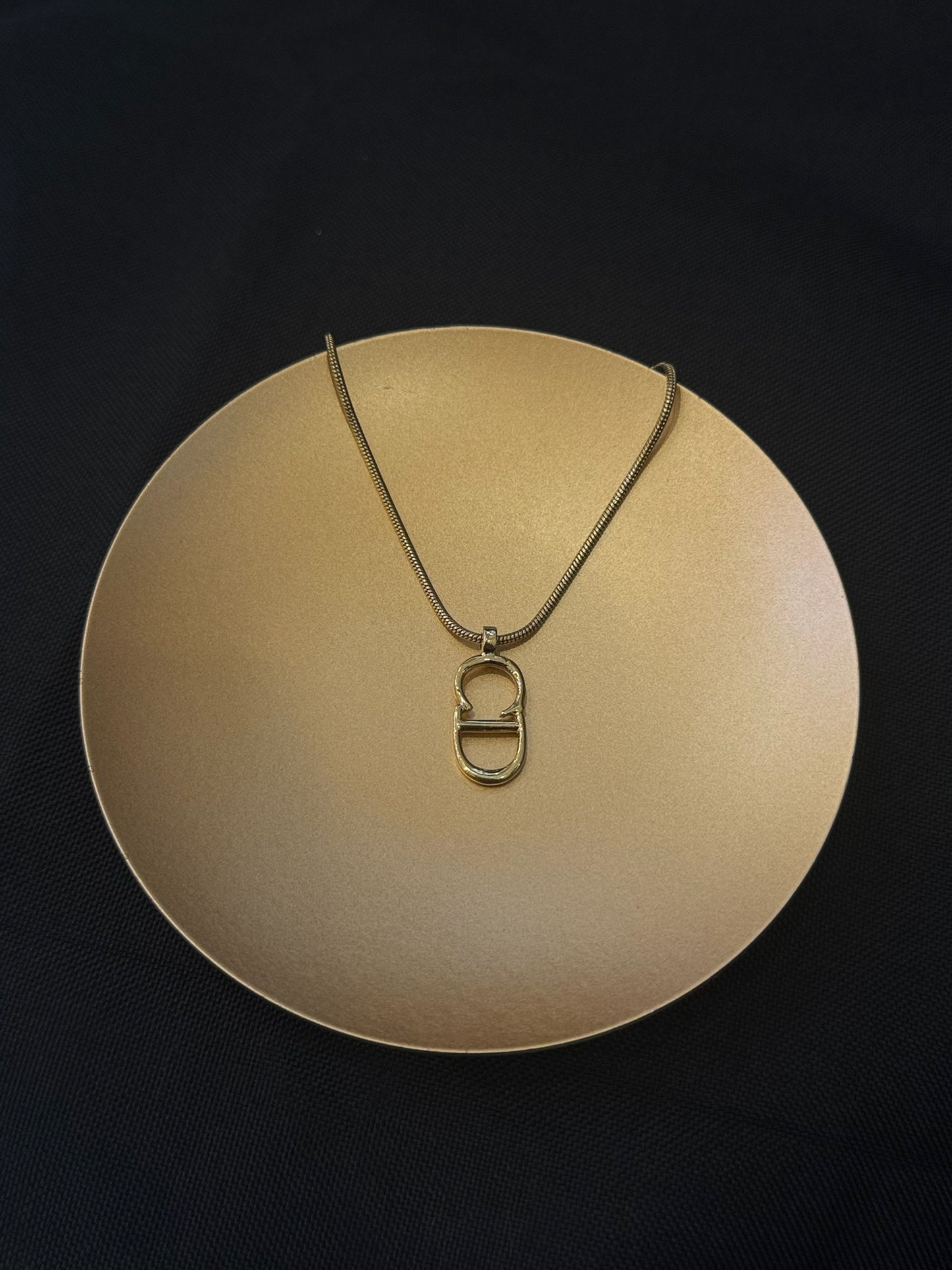 Vintage Dior Gold-Tone Logo Pendant Necklace