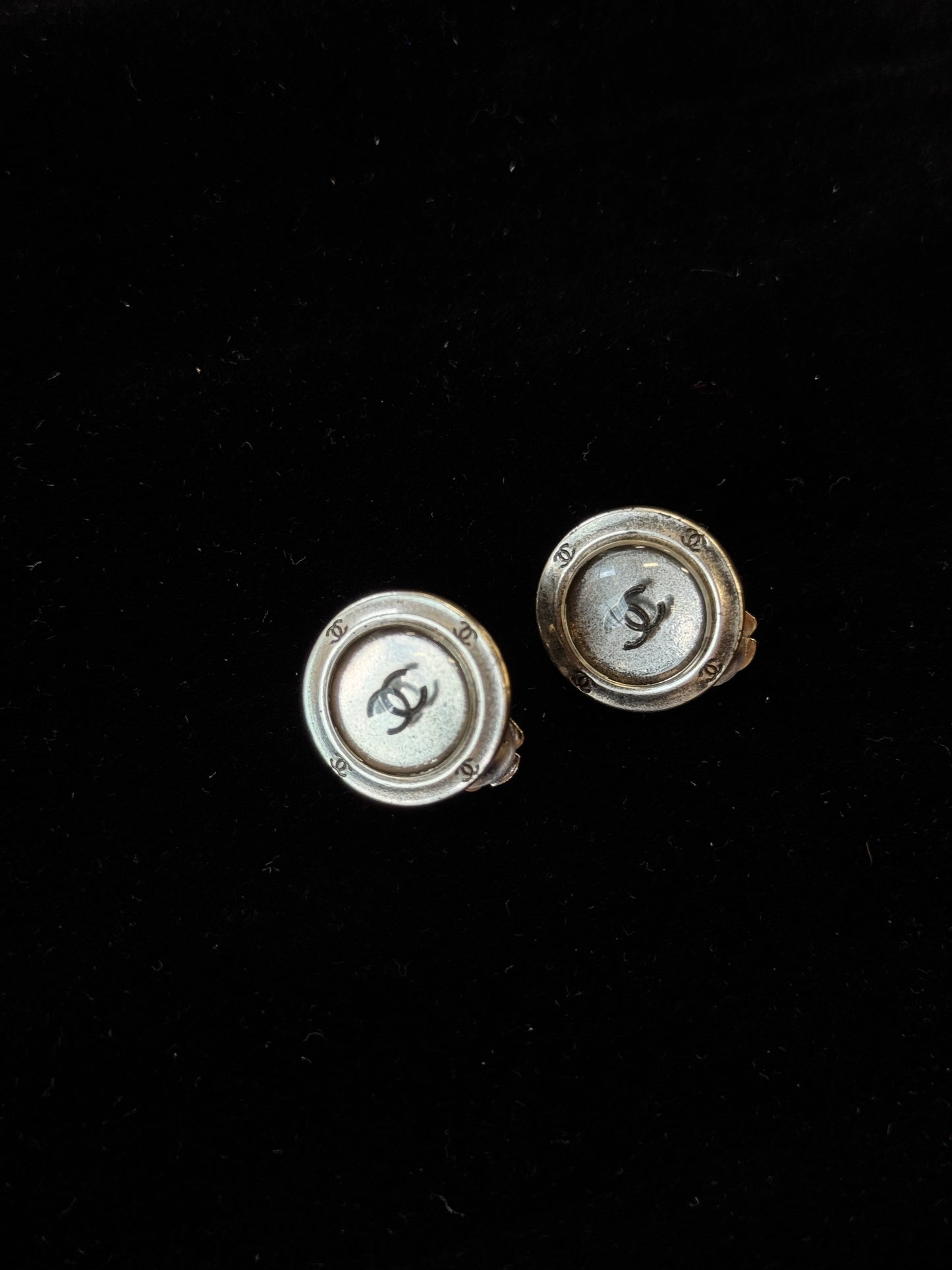 Chanel 1999 Silver CC Logo Clip-On Earrings