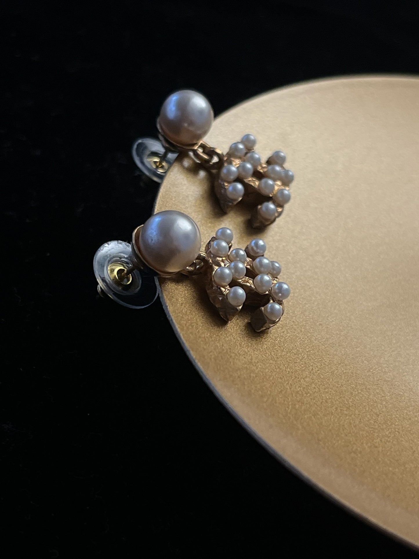 Chanel 2002 Gold-Plated Pearl Stud Earrings
