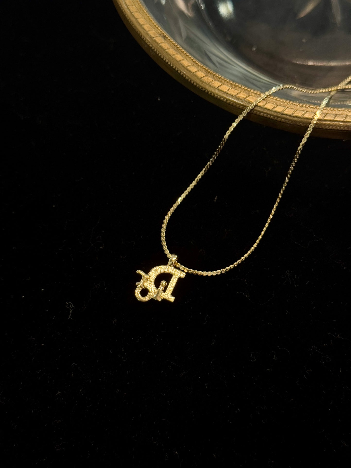 Dior Vintage Classic Gold D Logo Necklace