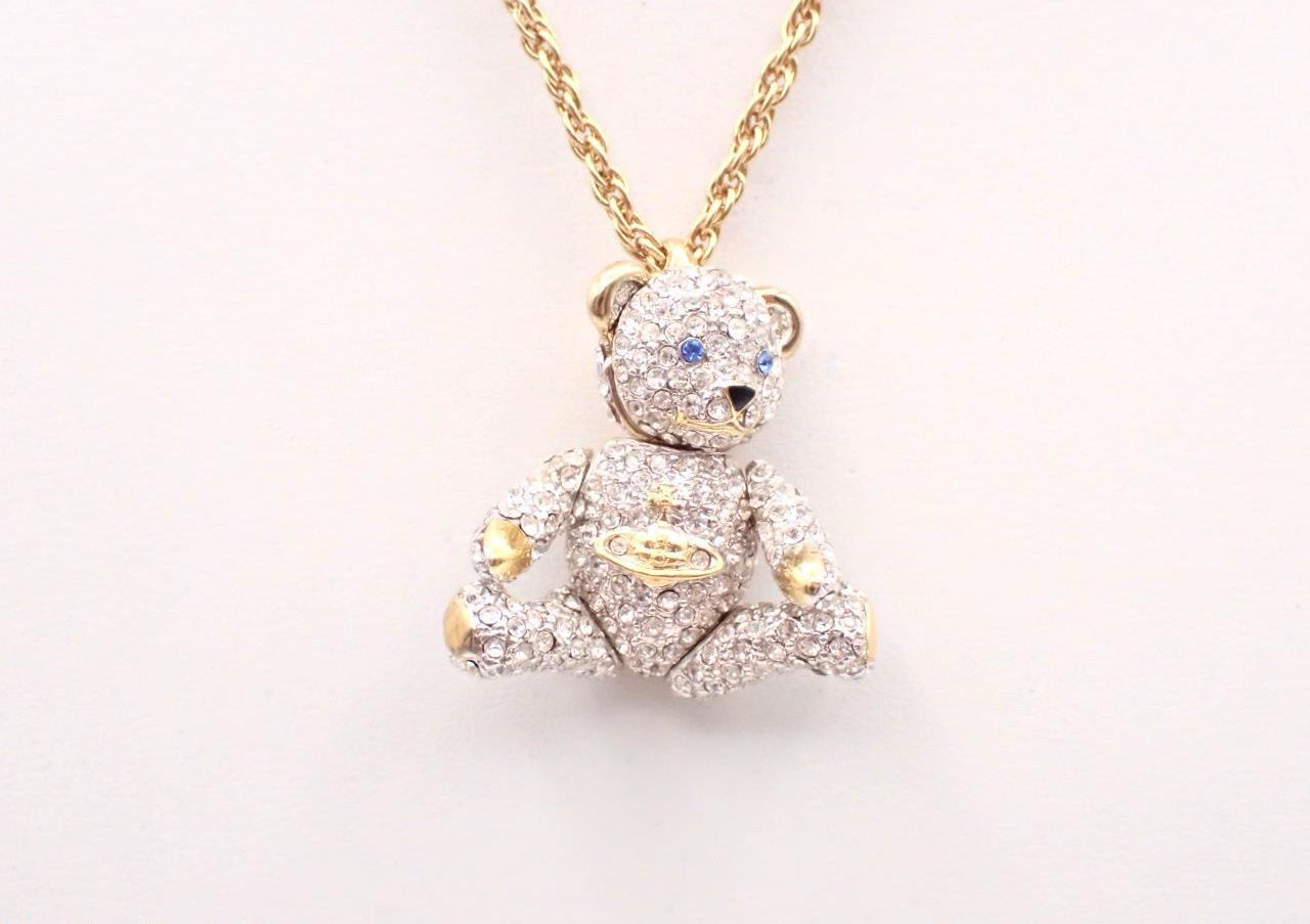 Vivienne Westwood Crystal Teddy Bear Pendant Necklace (rare piece)