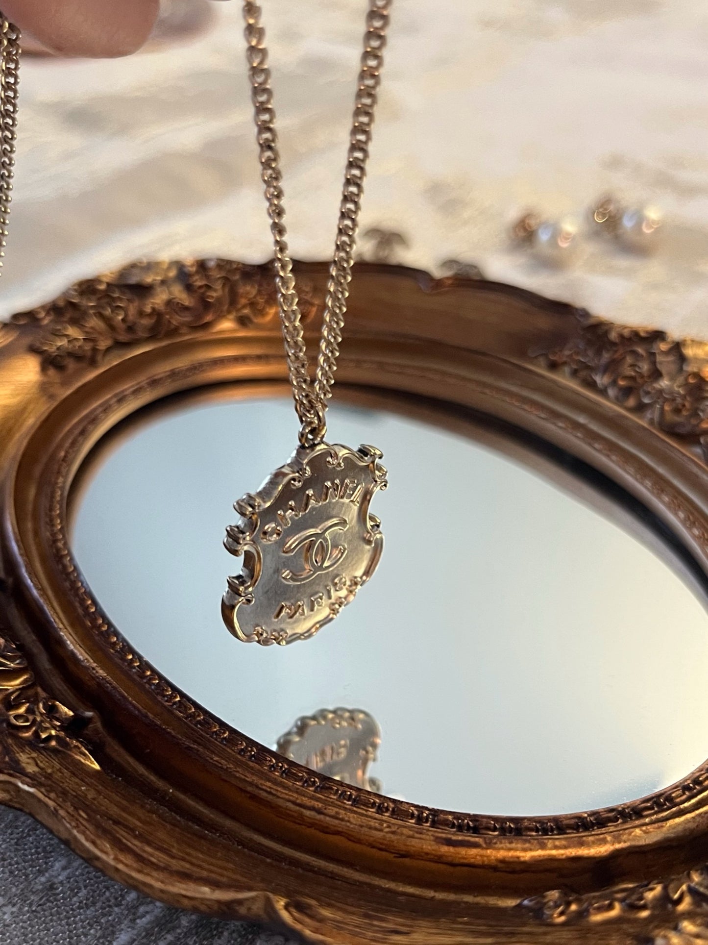 Chanel 2014 Vintage Silver-Tone CC Paris Dallas Medallion Necklace