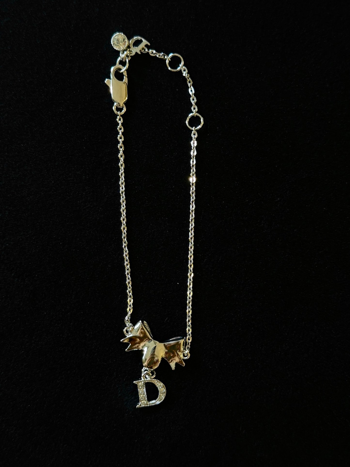 Christian Dior Ribbon Initial D Charm Bracelet