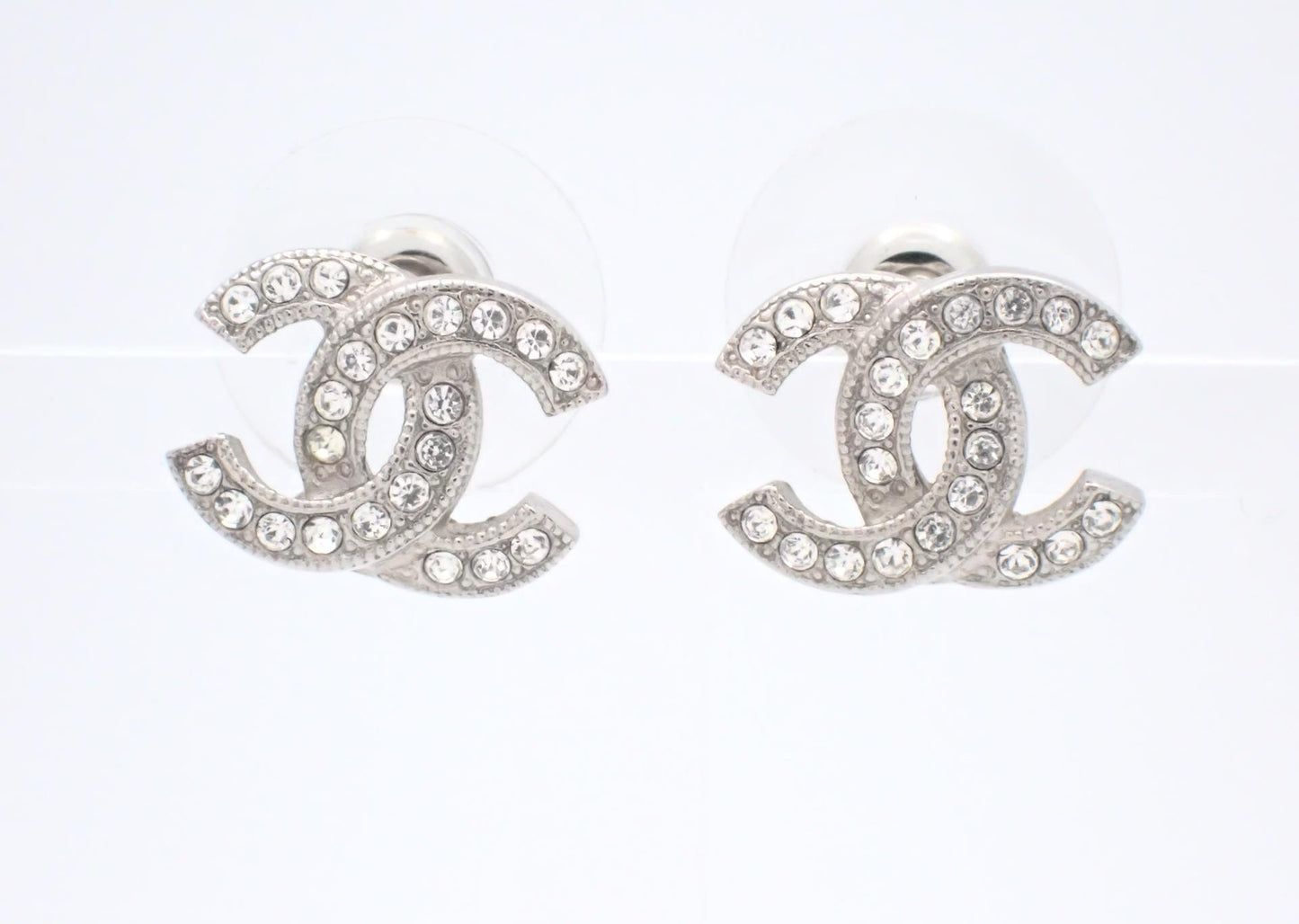 Chanel 2015 Mini Double C Crystal Stud Earrings