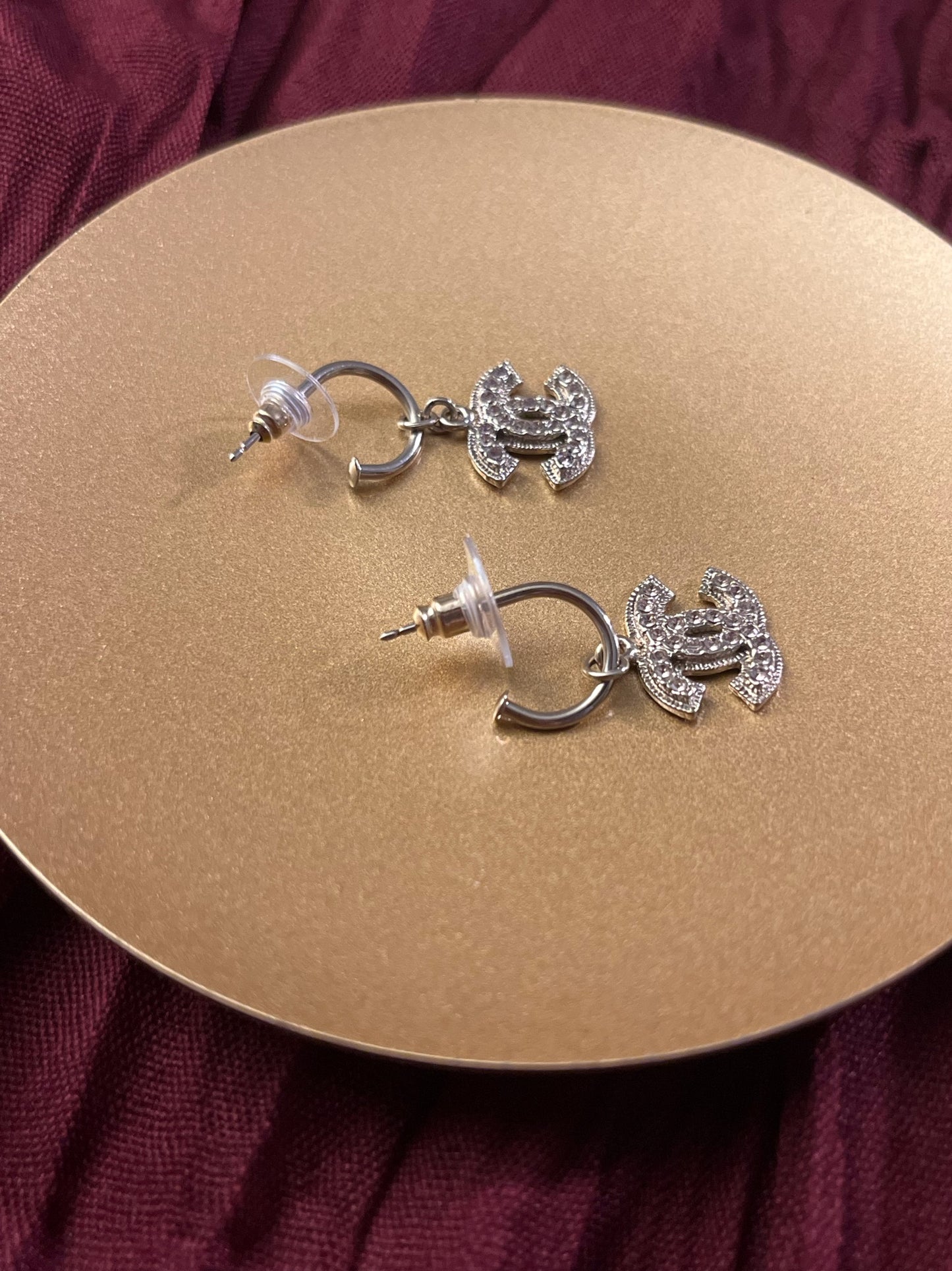 Chanel 2008 Double-Layer Pale Pink Crystal Earrings in Light Gold Tone
