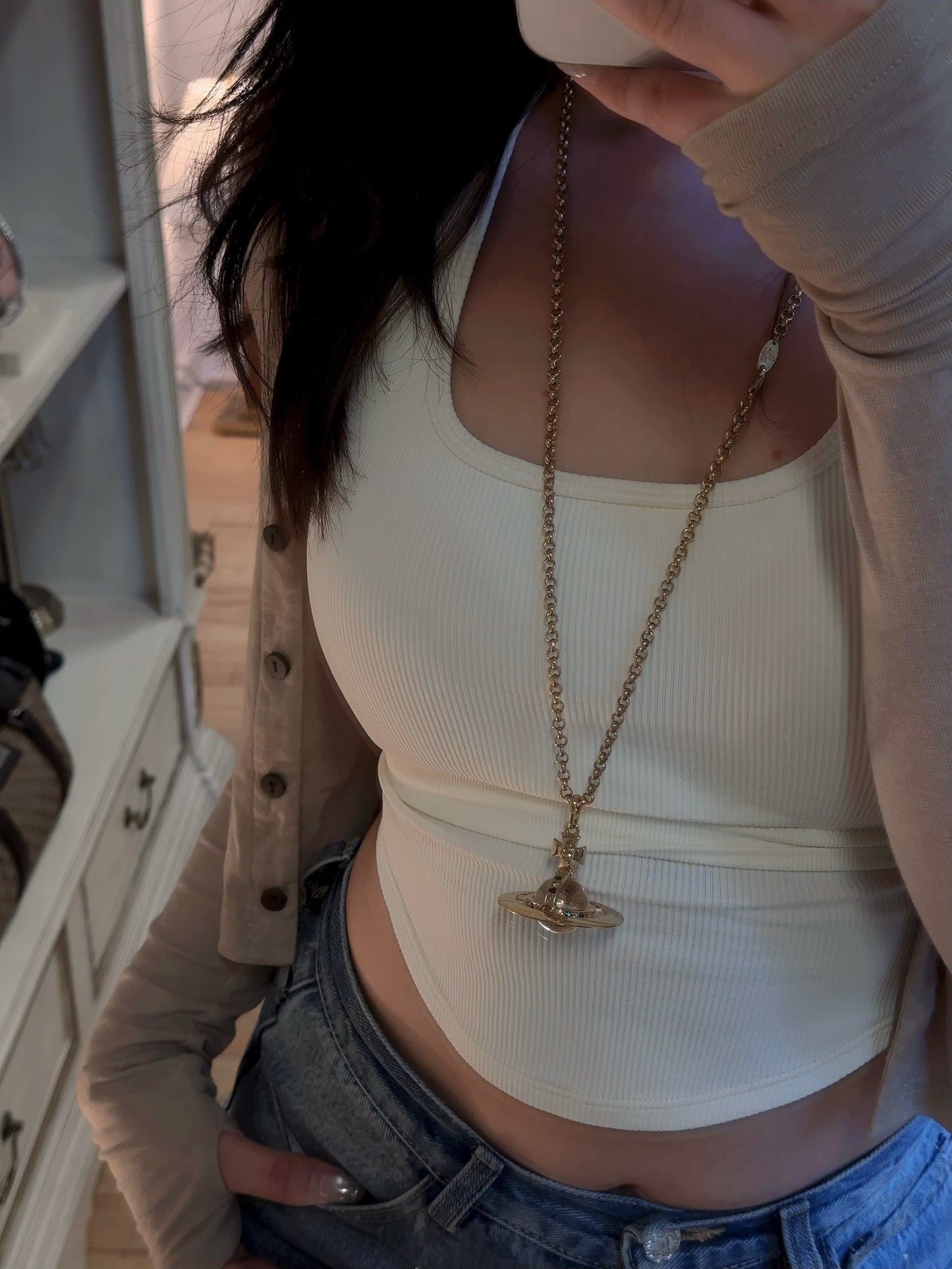 HOLD* Vivienne Westwood "Golden Cosmos" Multi-Stone Large Orb Pendant Necklace